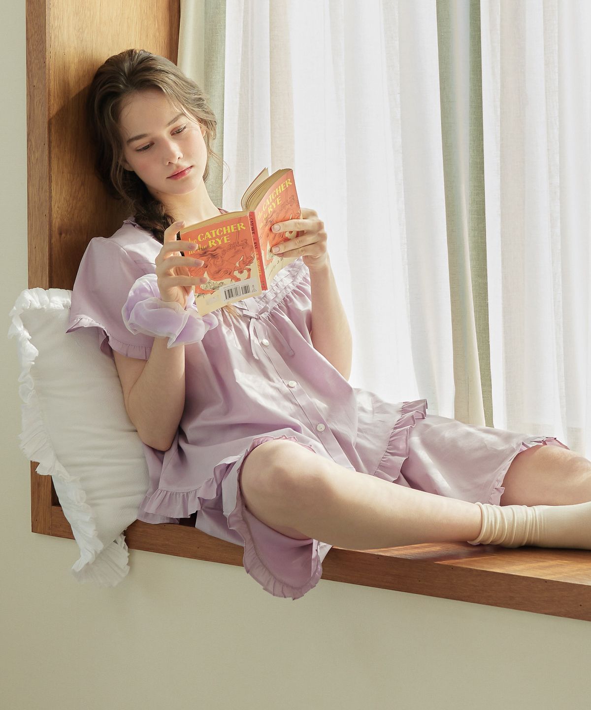 메이플라워(MAY FLOWER) 클래식라벤더 반팔 순면 여성 빅사이즈 잠옷 세트
