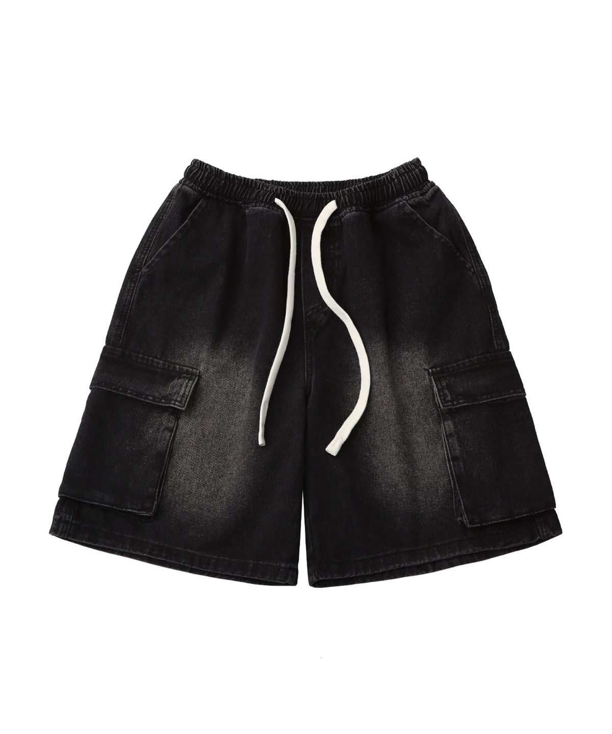 골든선샤인(GOLDEN SUNSHINE) Damage cargo denim shorts_Black