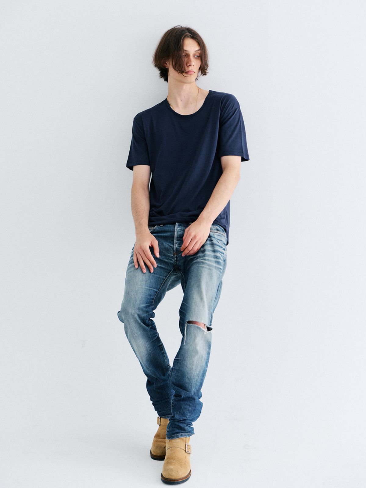 고저(GOZER) UNDER HALF T-SHIRT_NIGHT NAVY