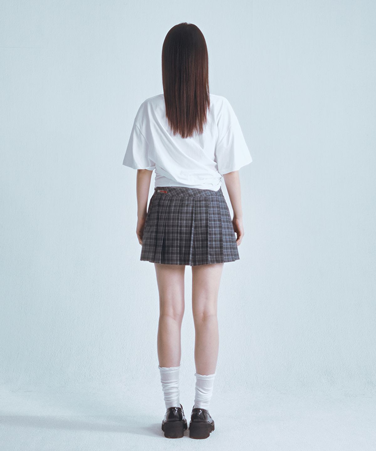 포영(FOUR YOUNG) Slit Pleats Skirt Check