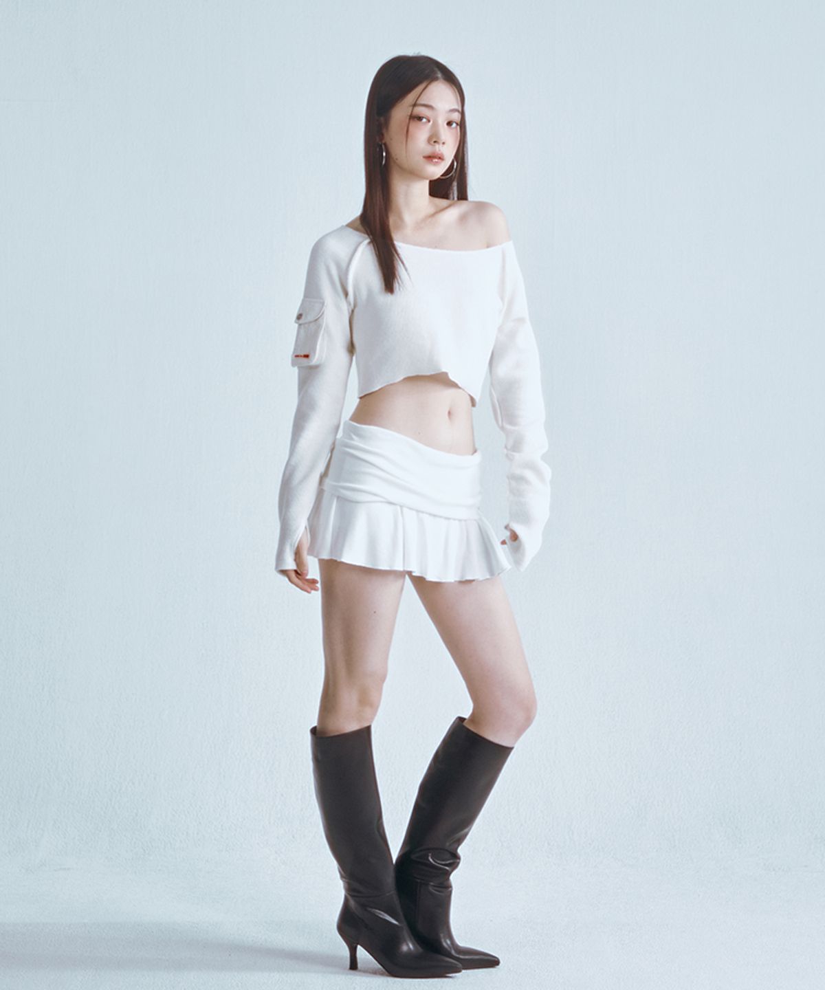 포영(FOUR YOUNG) Pocket Crop Knit Ivory