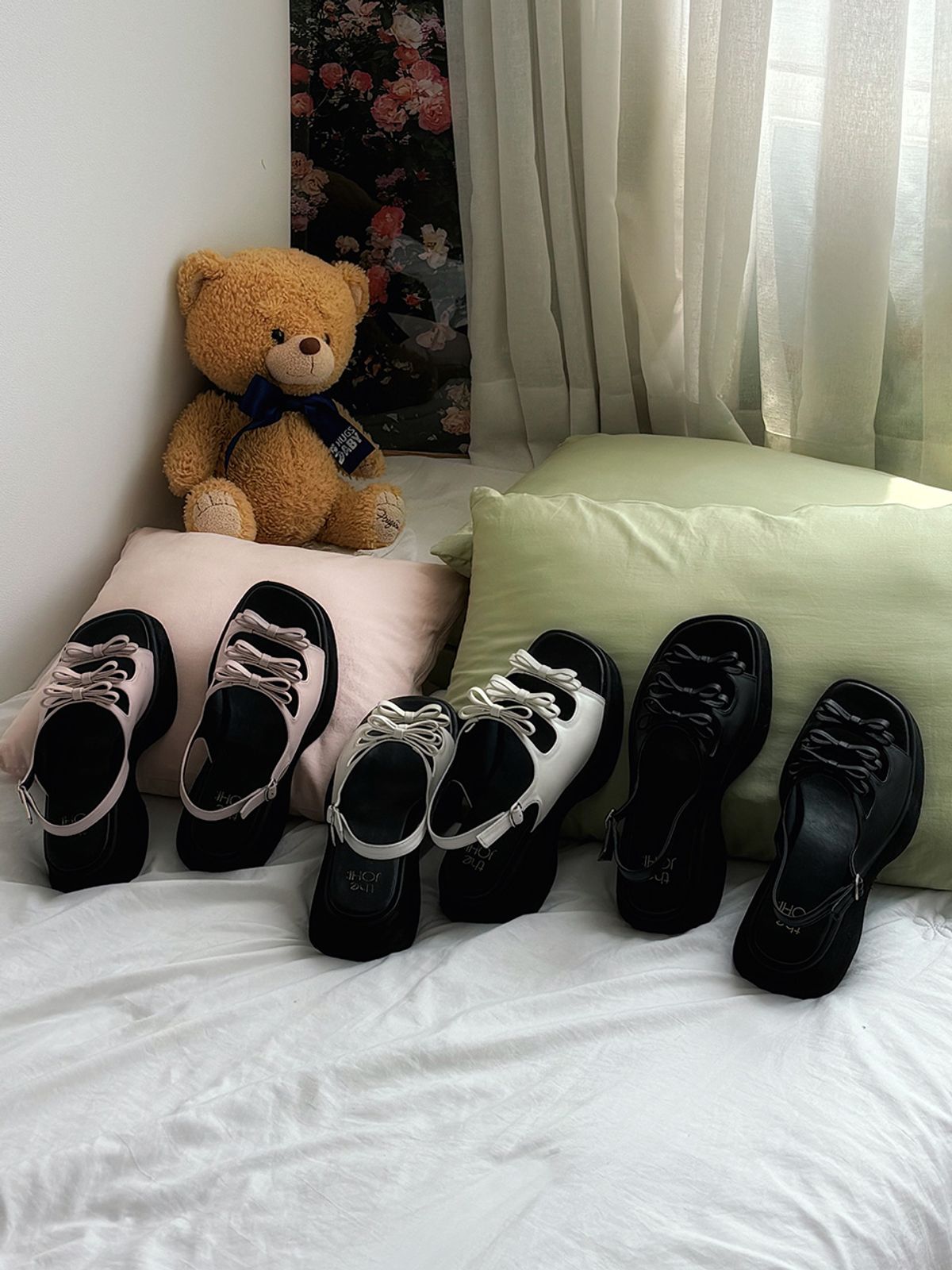 더조히(THE JOHI) Triple Ribbon Platform Slingback_6 COLORS