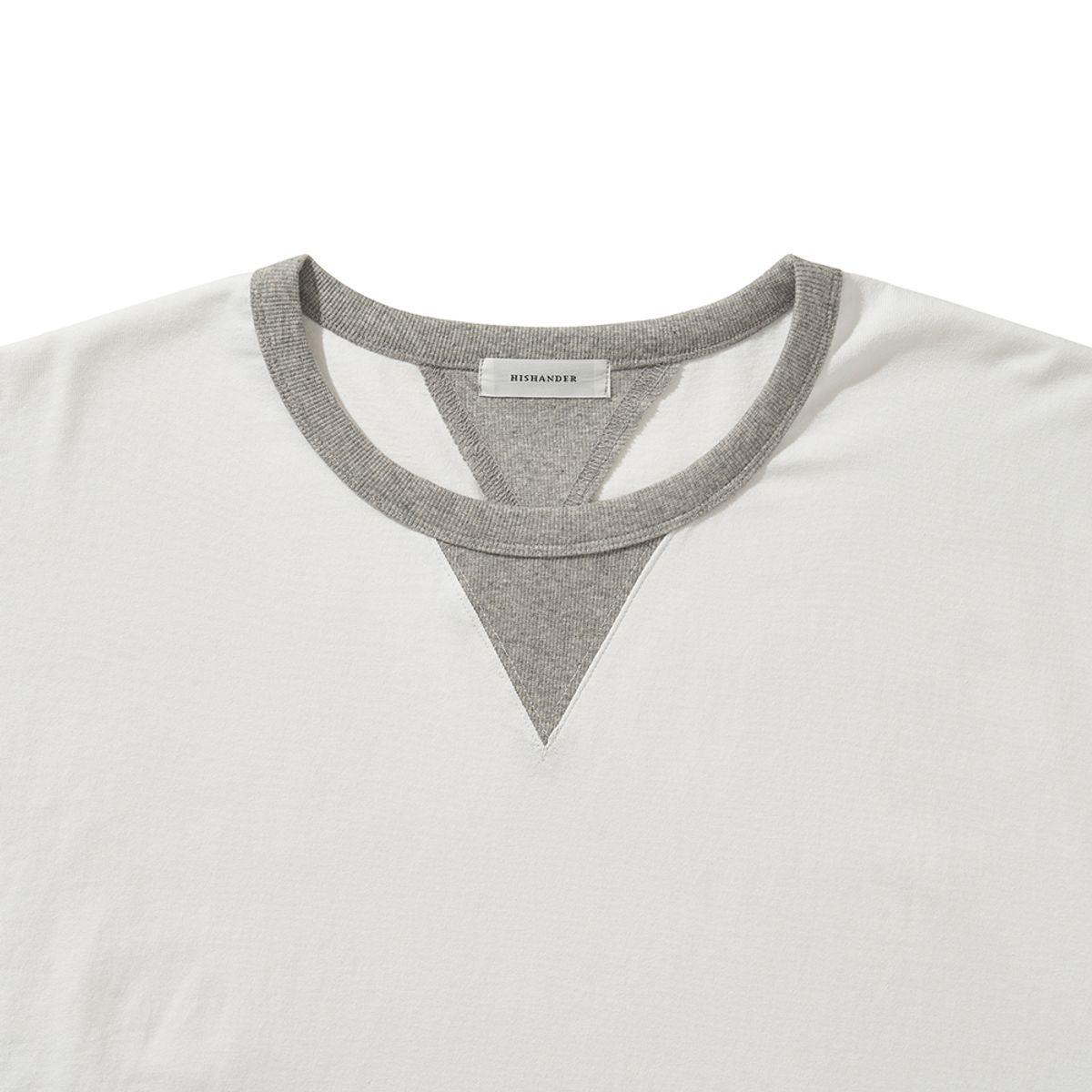 히즈핸더(HISHANDER) V-GUSSET S/S TEE WHITE/MG