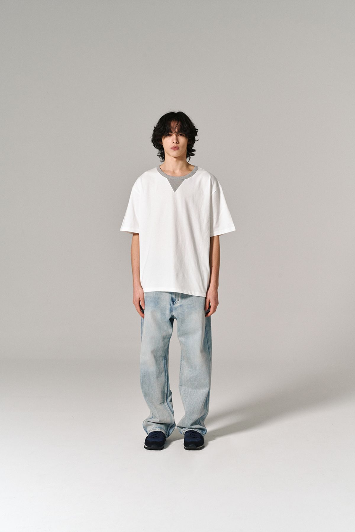 히즈핸더(HISHANDER) V-GUSSET S/S TEE WHITE/MG