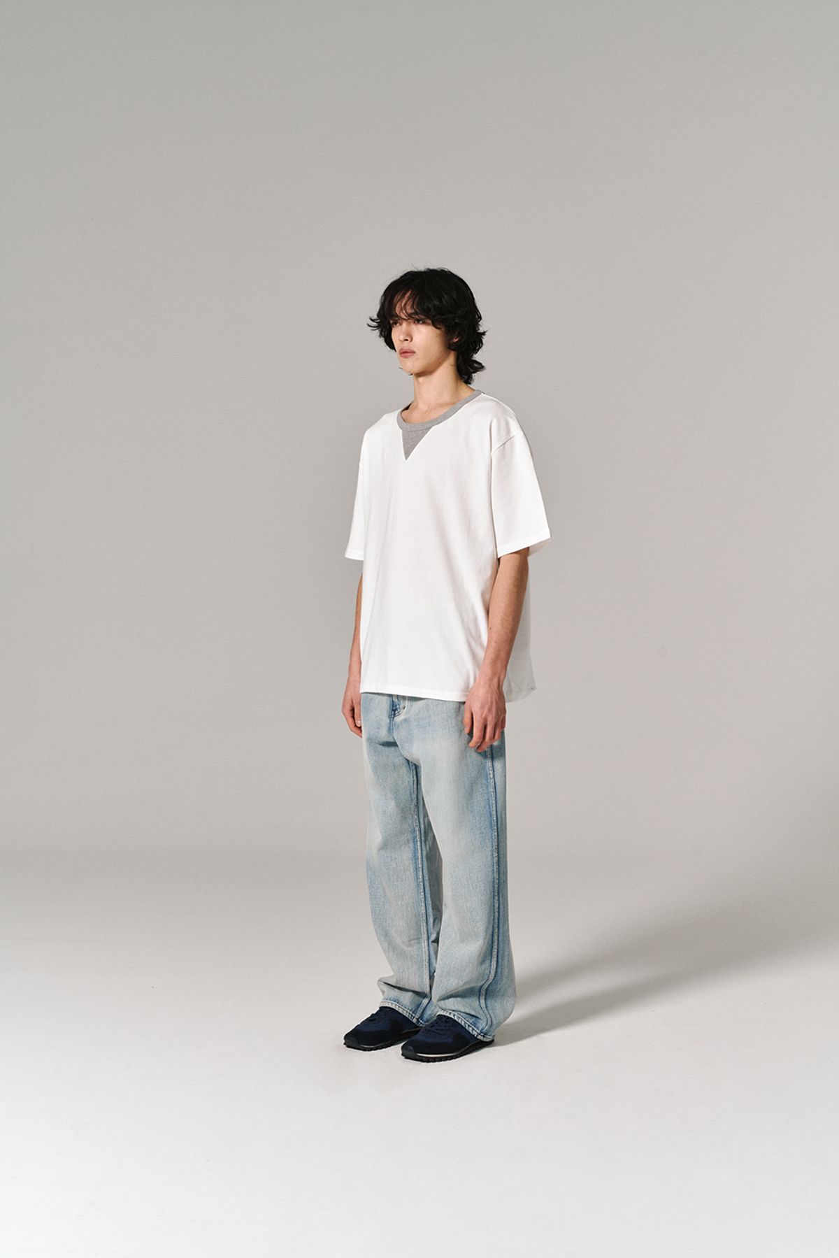 히즈핸더(HISHANDER) V-GUSSET S/S TEE WHITE/MG