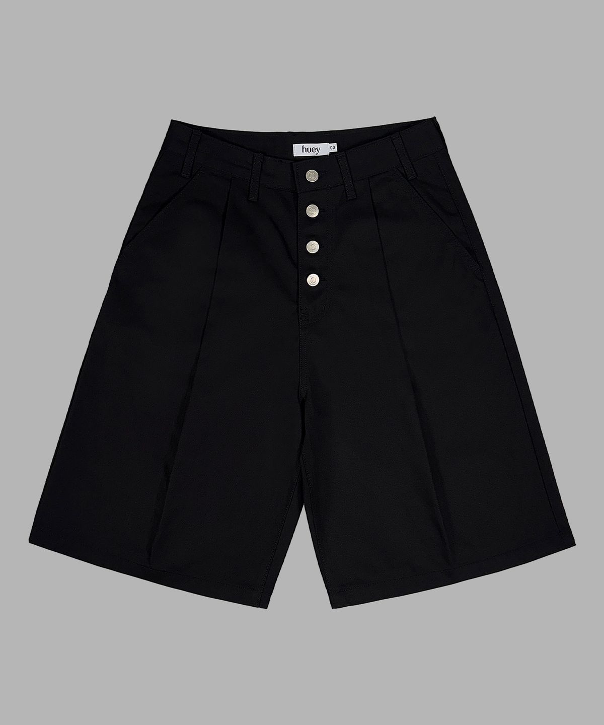 휴이(HUEY) Receipt Pin-Tuck Bermuda Pants Black