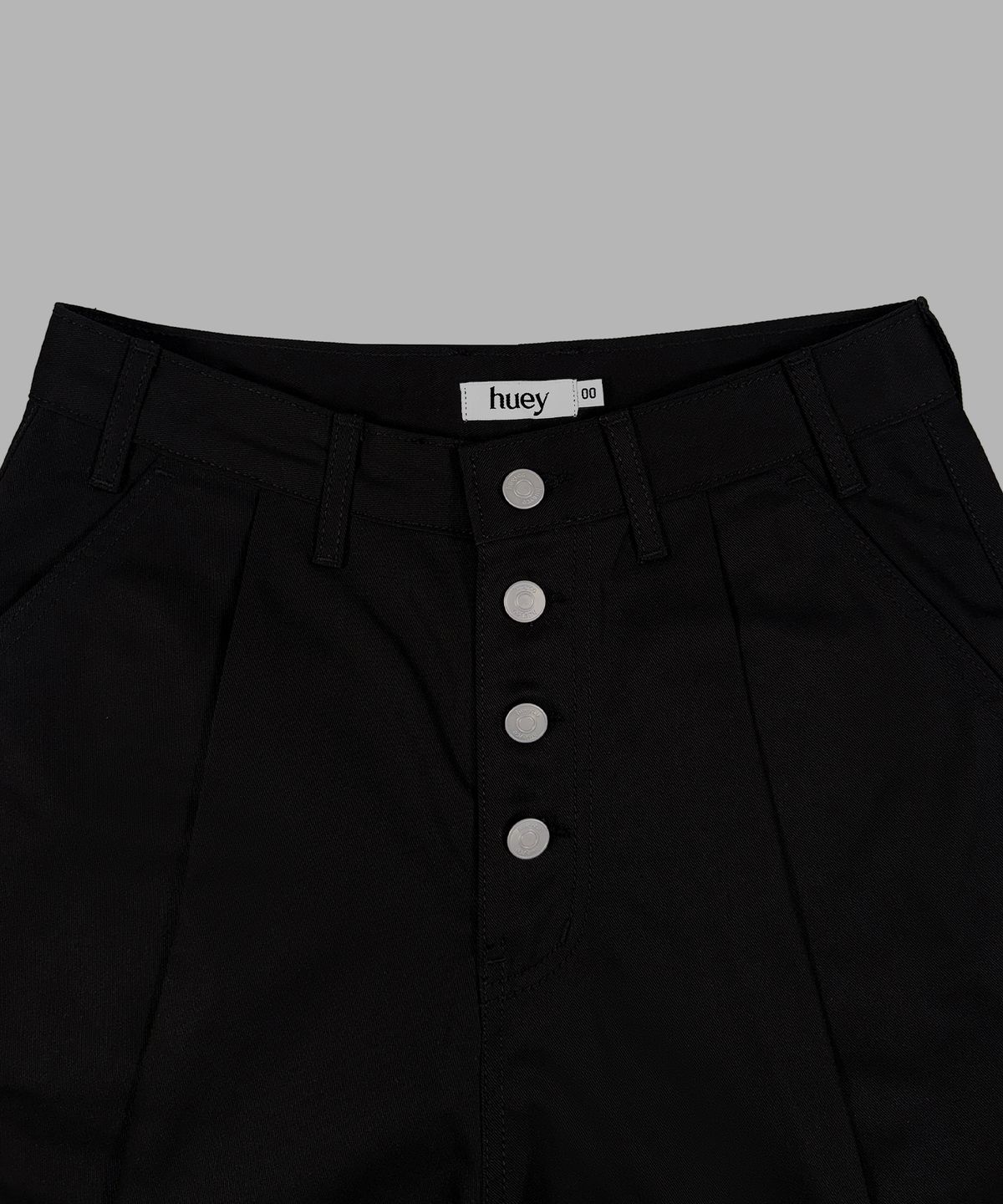 휴이(HUEY) Receipt Pin-Tuck Bermuda Pants Black