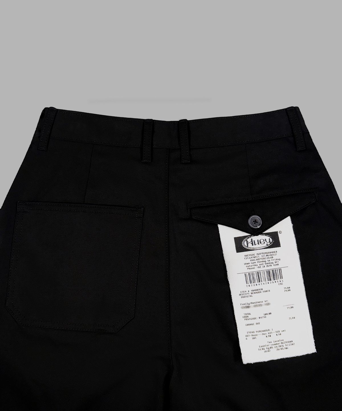 휴이(HUEY) Receipt Pin-Tuck Bermuda Pants Black
