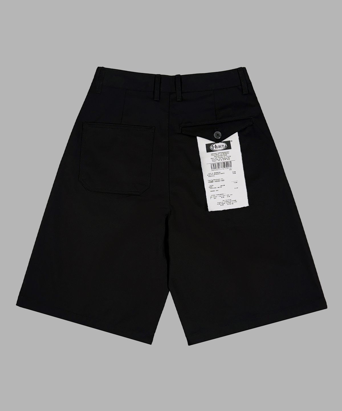 휴이(HUEY) Receipt Pin-Tuck Bermuda Pants Black