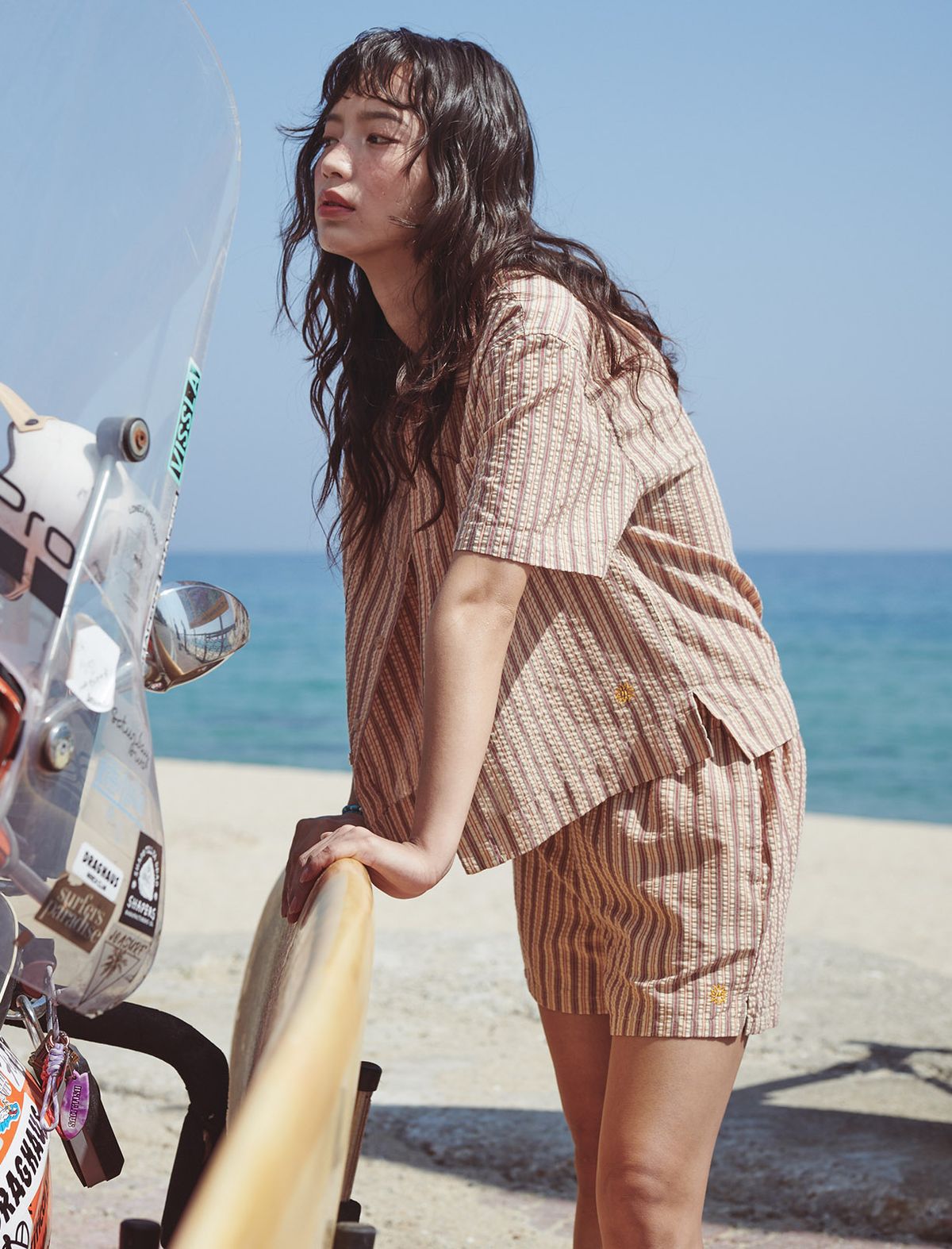 플랫웨이브 인 서울(FLATWAVE IN SEOUL) Hazy Stripe Shorts Red
