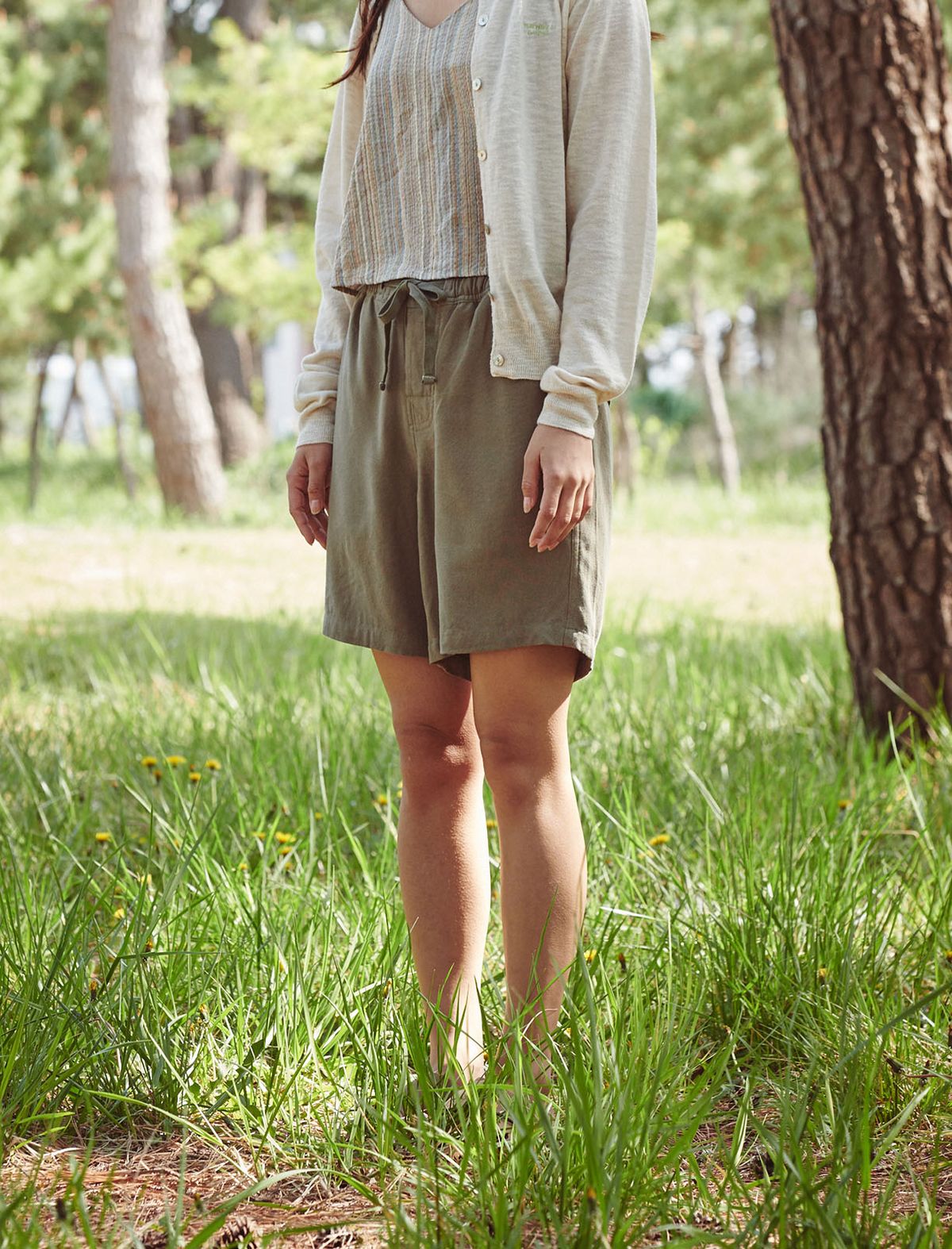 플랫웨이브 인 서울(FLATWAVE IN SEOUL) Salkin Linen Walkshorts Khaki