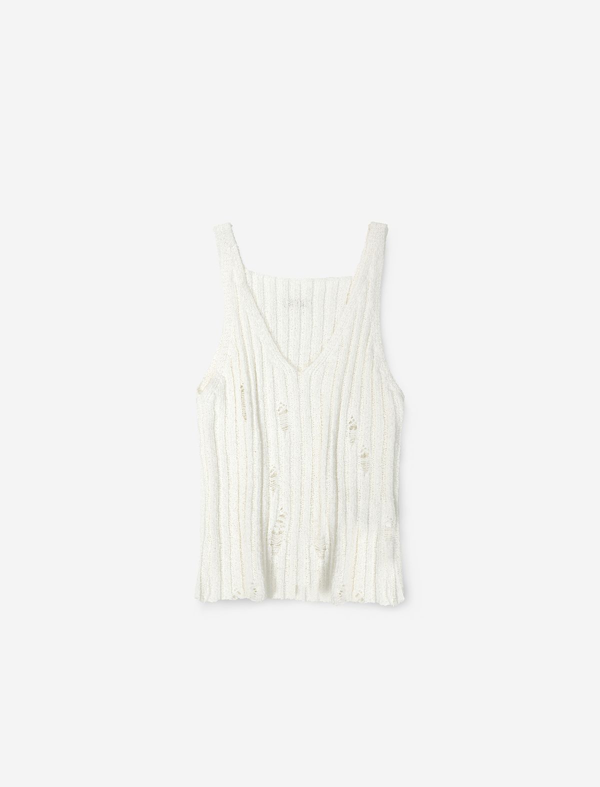 플랫웨이브 인 서울(FLATWAVE IN SEOUL) Bask Damaged Cardigan/Sleeveless Set Ivory