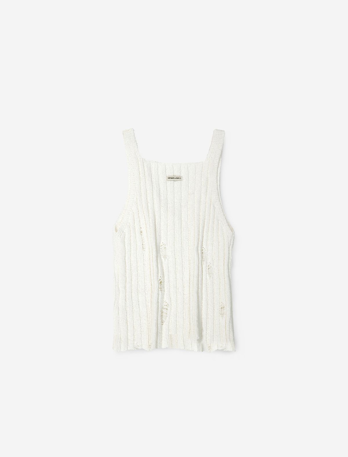 플랫웨이브 인 서울(FLATWAVE IN SEOUL) Bask Damaged Cardigan/Sleeveless Set Ivory