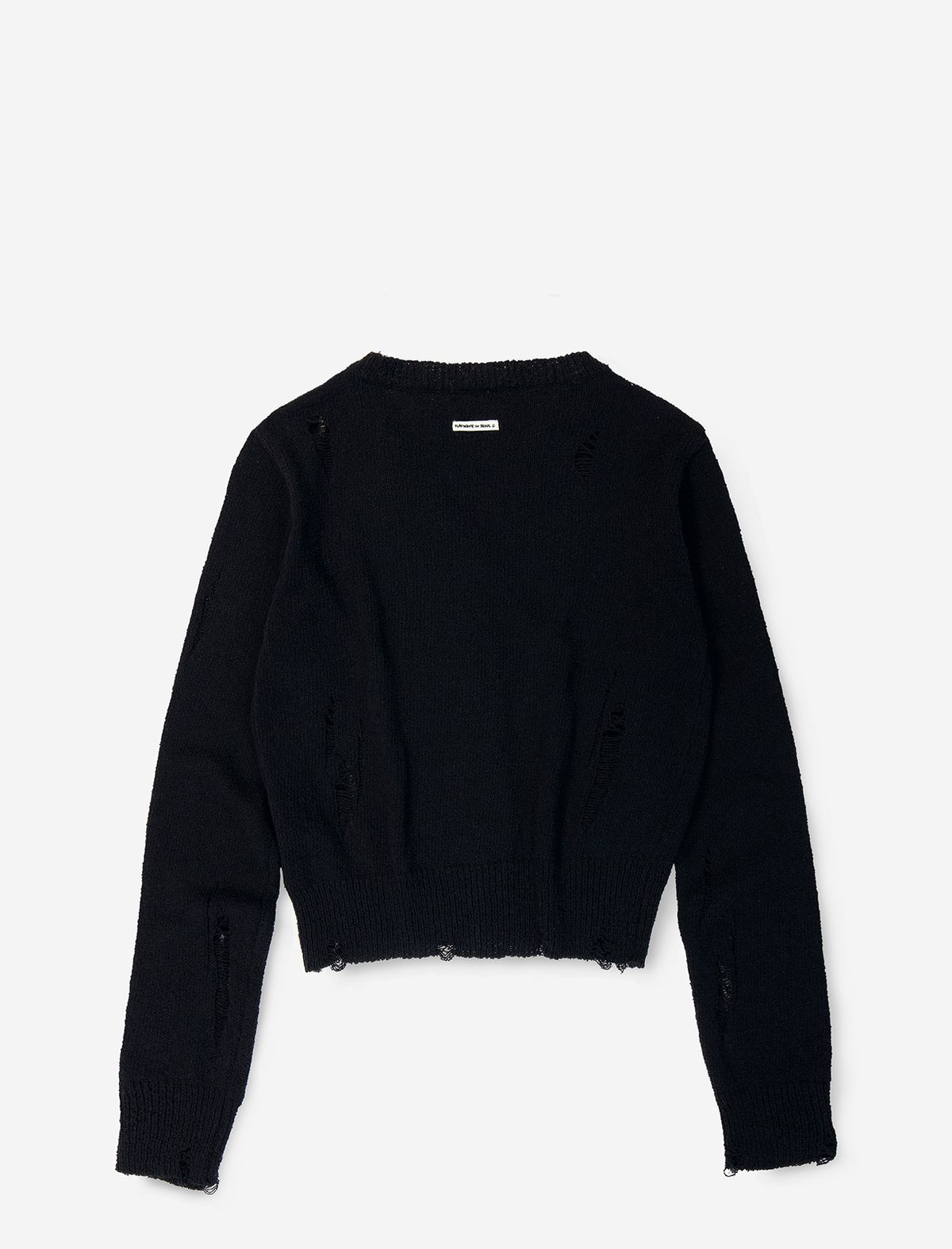플랫웨이브 인 서울(FLATWAVE IN SEOUL) Bask Damaged Cardigan/Sleeveless Set Black