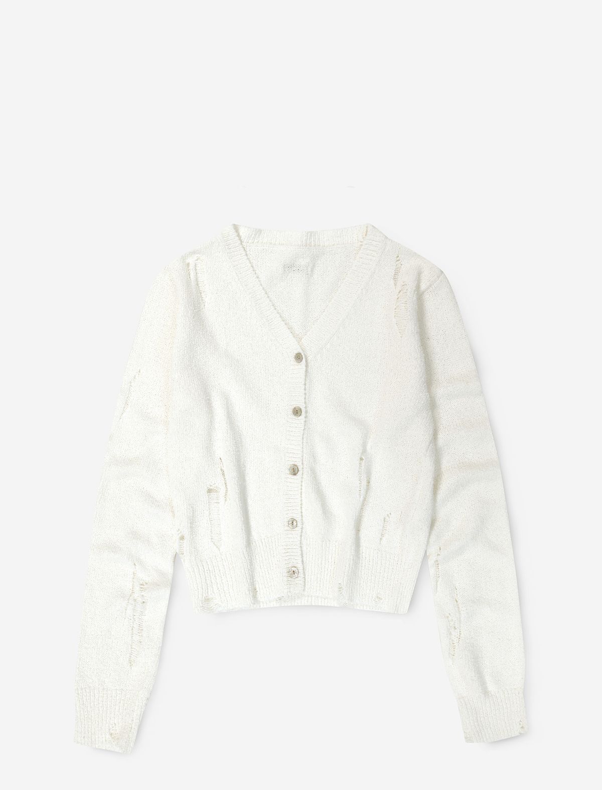 플랫웨이브 인 서울(FLATWAVE IN SEOUL) Bask Damaged Cardigan Ivory