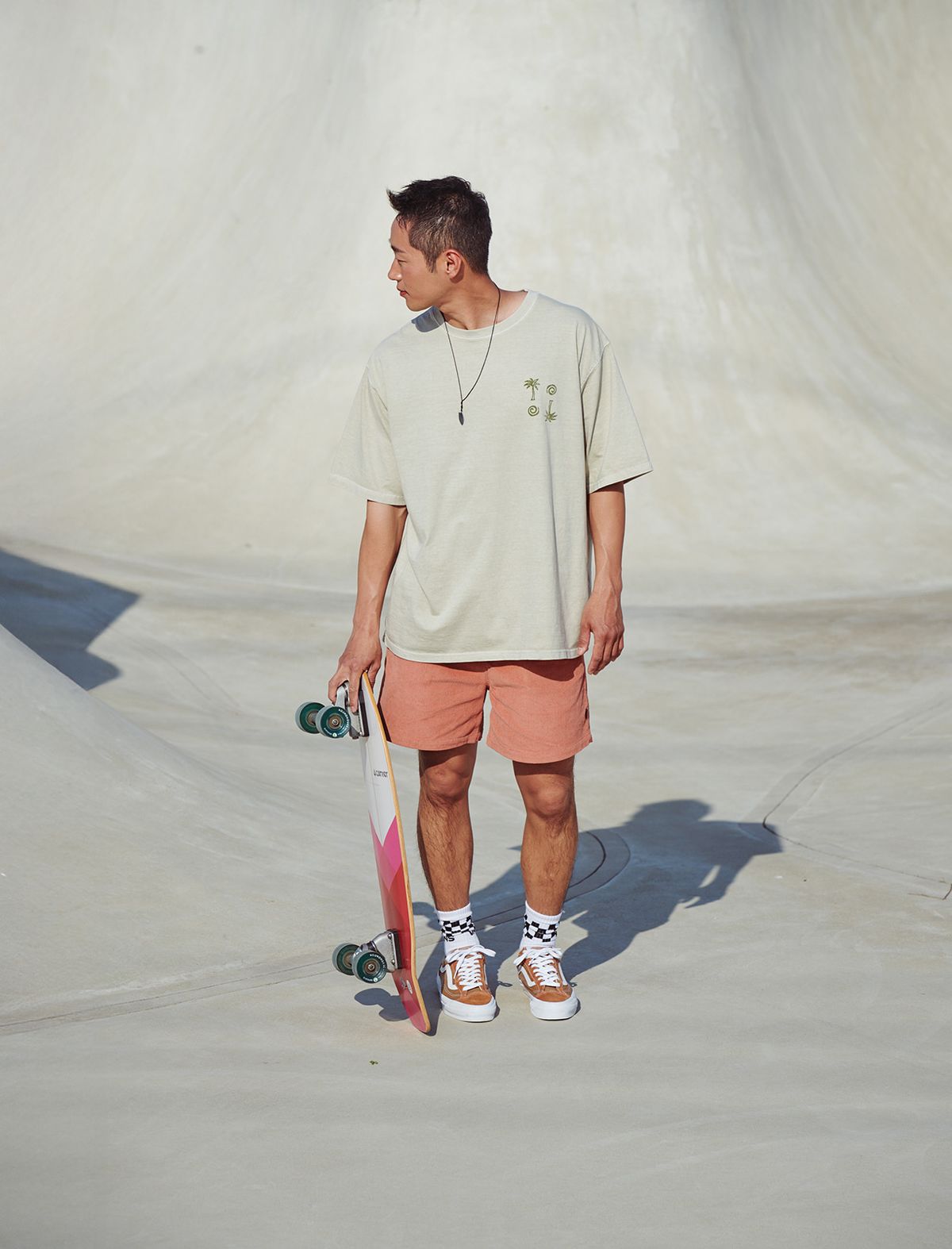 플랫웨이브 인 서울(FLATWAVE IN SEOUL) Naga Dyed Print T-Shirts Oat Beige