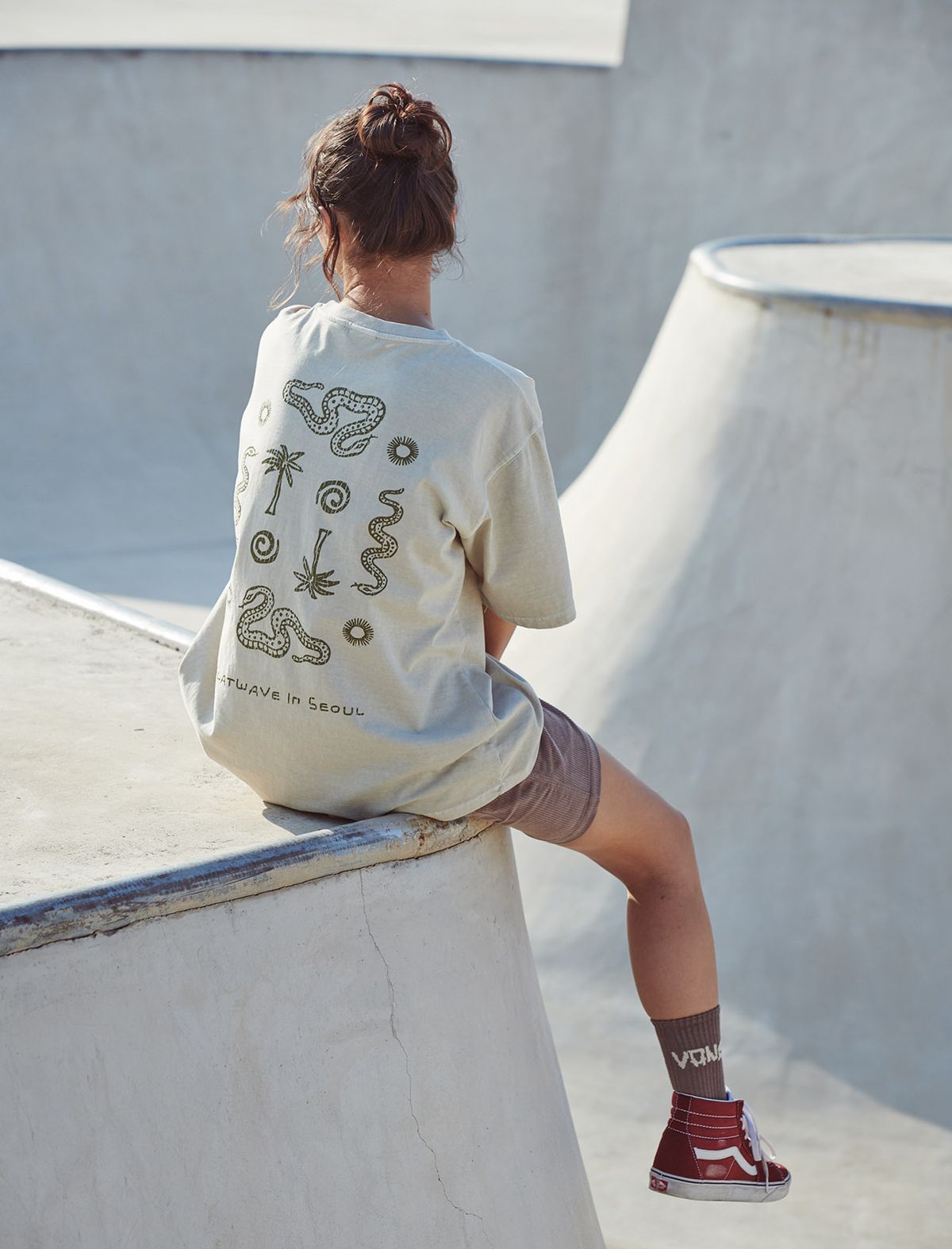플랫웨이브 인 서울(FLATWAVE IN SEOUL) Naga Dyed Print T-Shirts Oat Beige