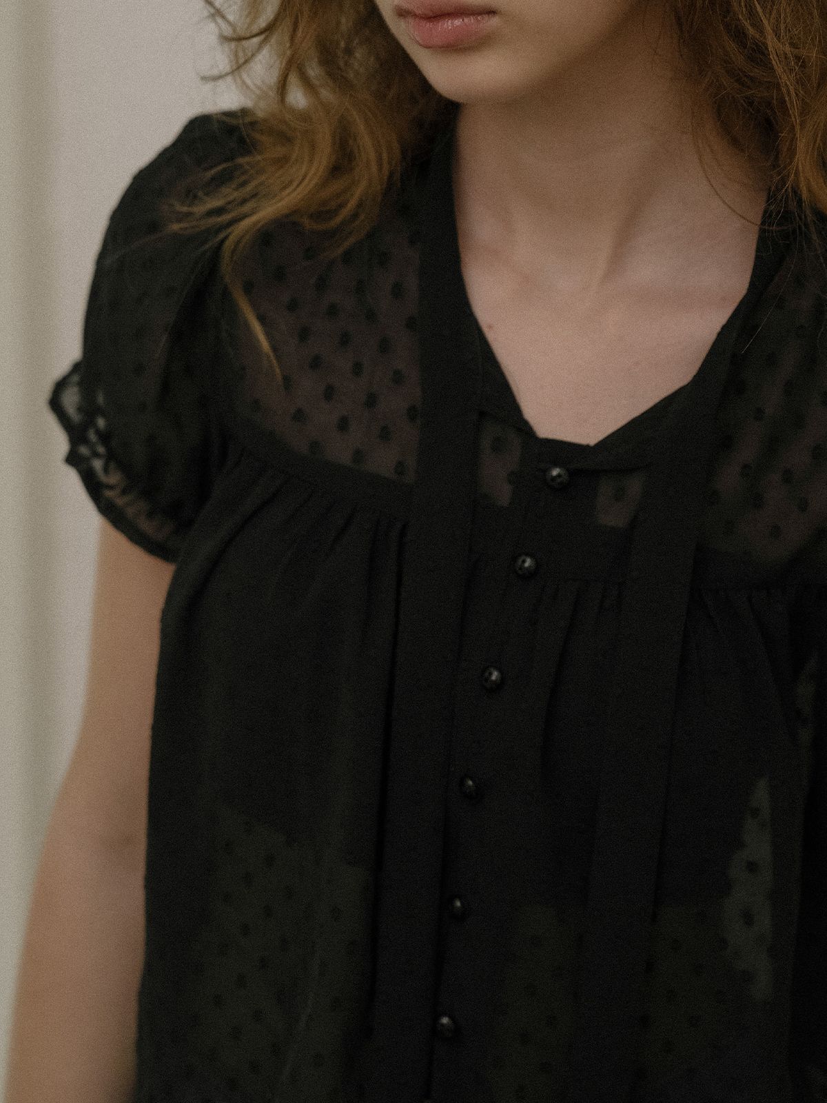 프리버07(FRIVER07) Dot ribbon blouse [FRSU01BL03]_Black