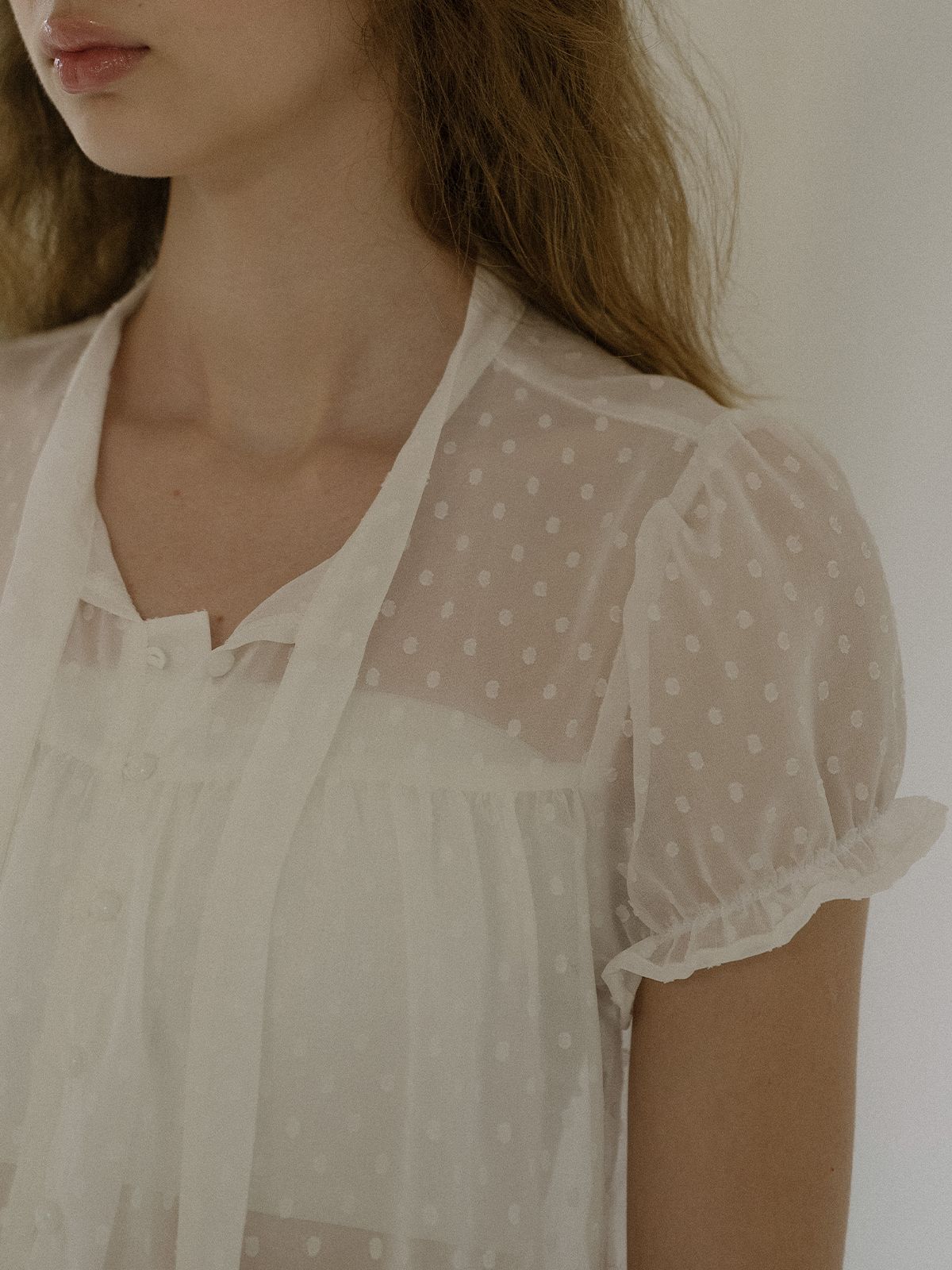 프리버07(FRIVER07) Dot ribbon blouse [FRSU01BL02]_Ivory