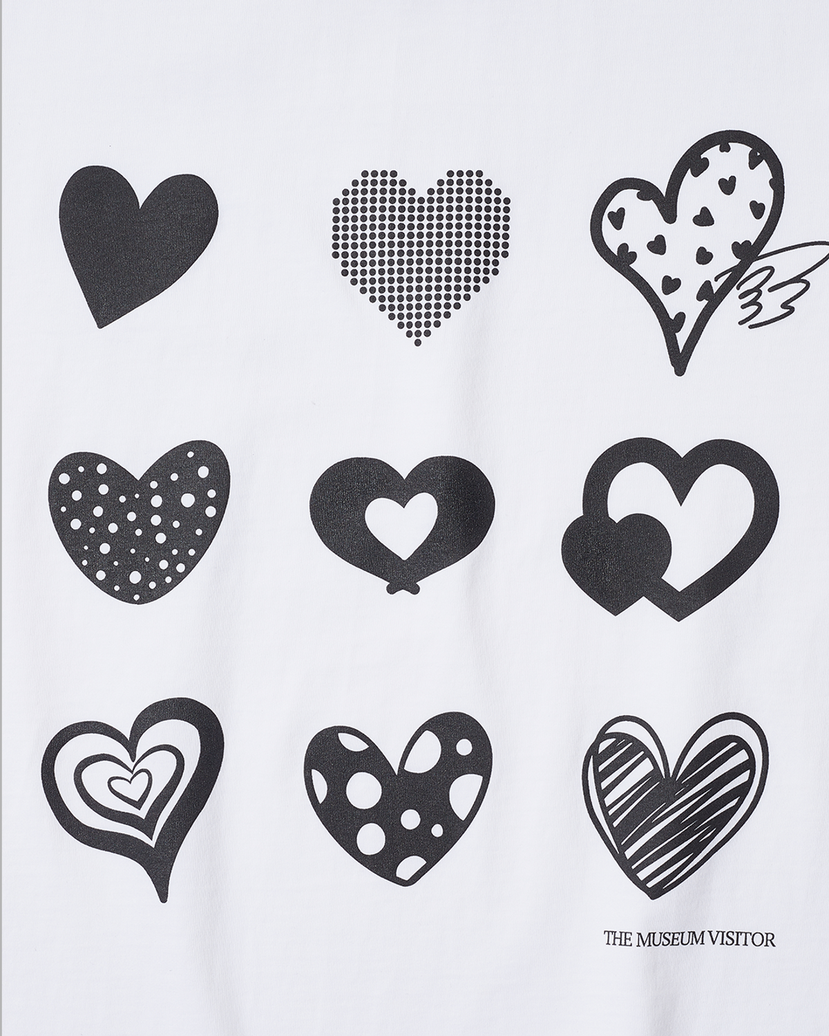 더뮤지엄비지터(THEMUSEUMVISITOR) 9 HEART DRAWING T-SHIRTS (OFF WHITE)
