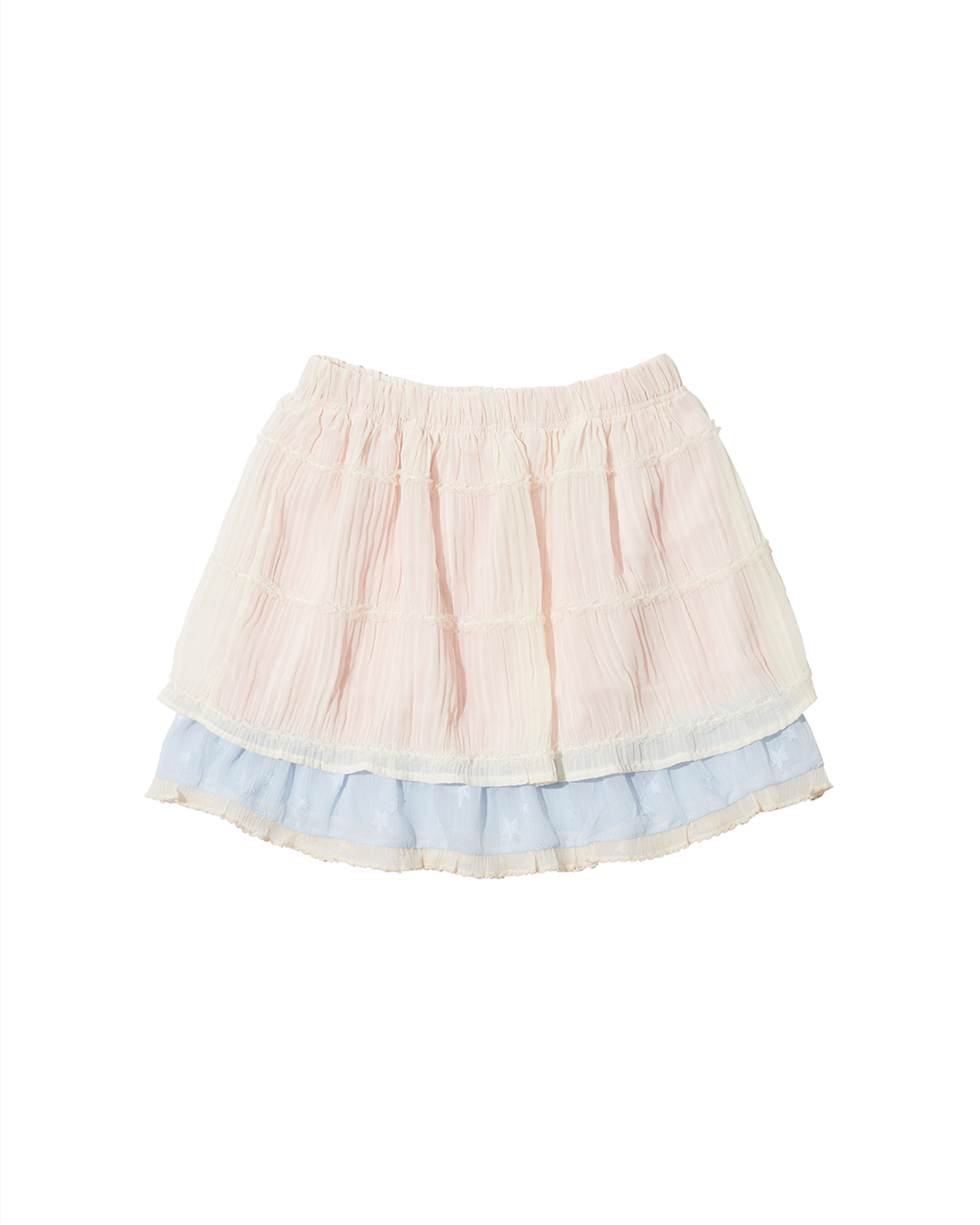 더뮤지엄비지터(THEMUSEUMVISITOR) CHIFFON STAR LAYERED BANDING SKIRT (MINT)