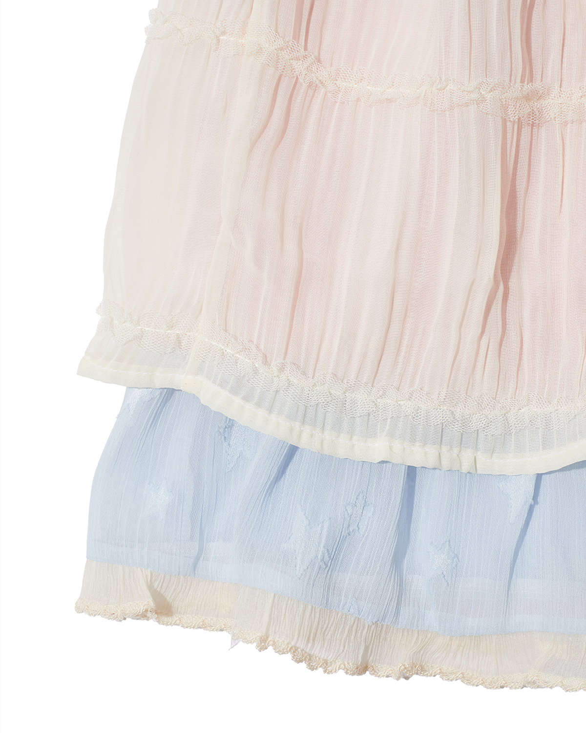 더뮤지엄비지터(THEMUSEUMVISITOR) CHIFFON STAR LAYERED BANDING SKIRT (MINT)