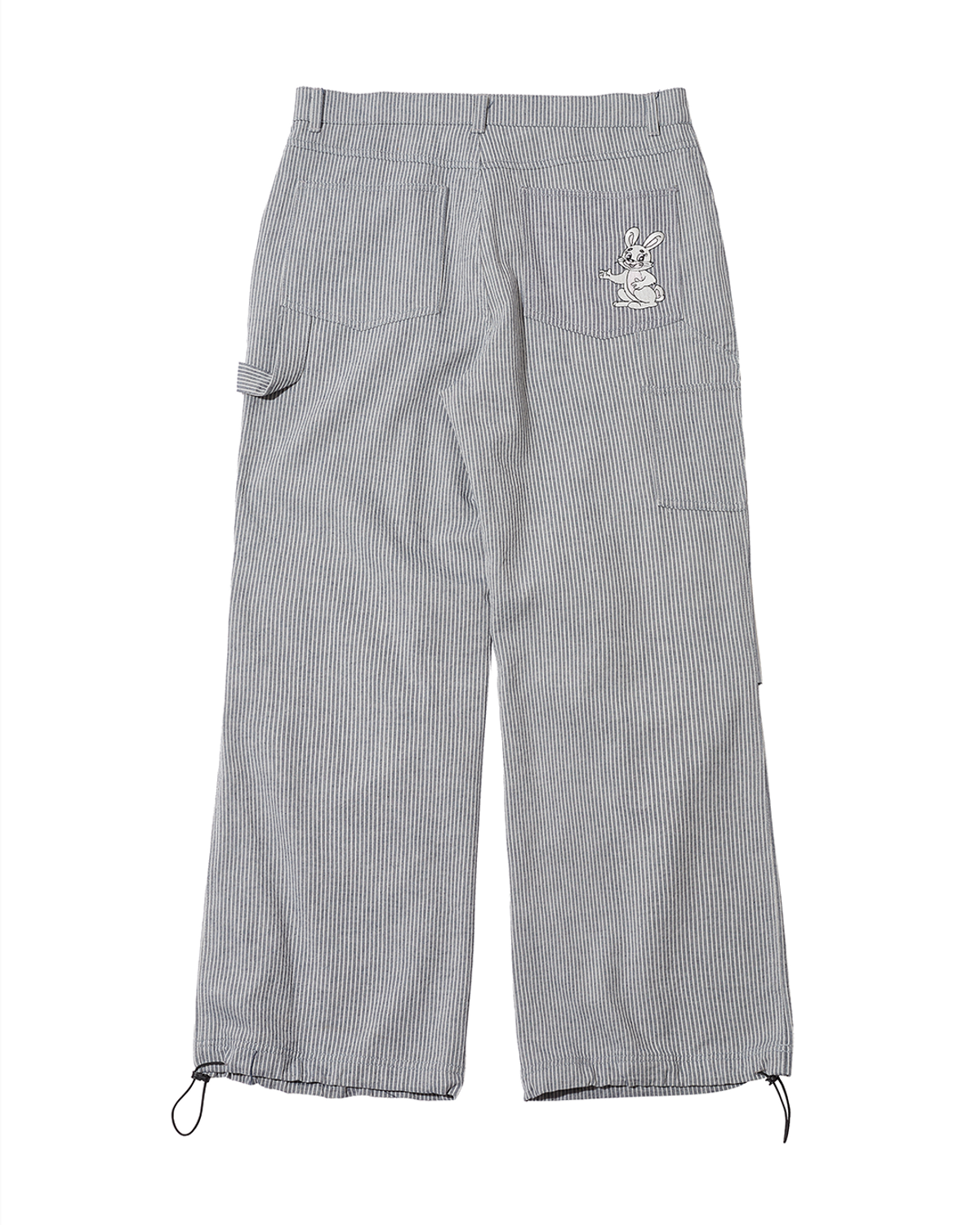 더뮤지엄비지터(THEMUSEUMVISITOR) RABBIT EMBROIDERY STRIPE CARPENTER PANTS (NAVY)