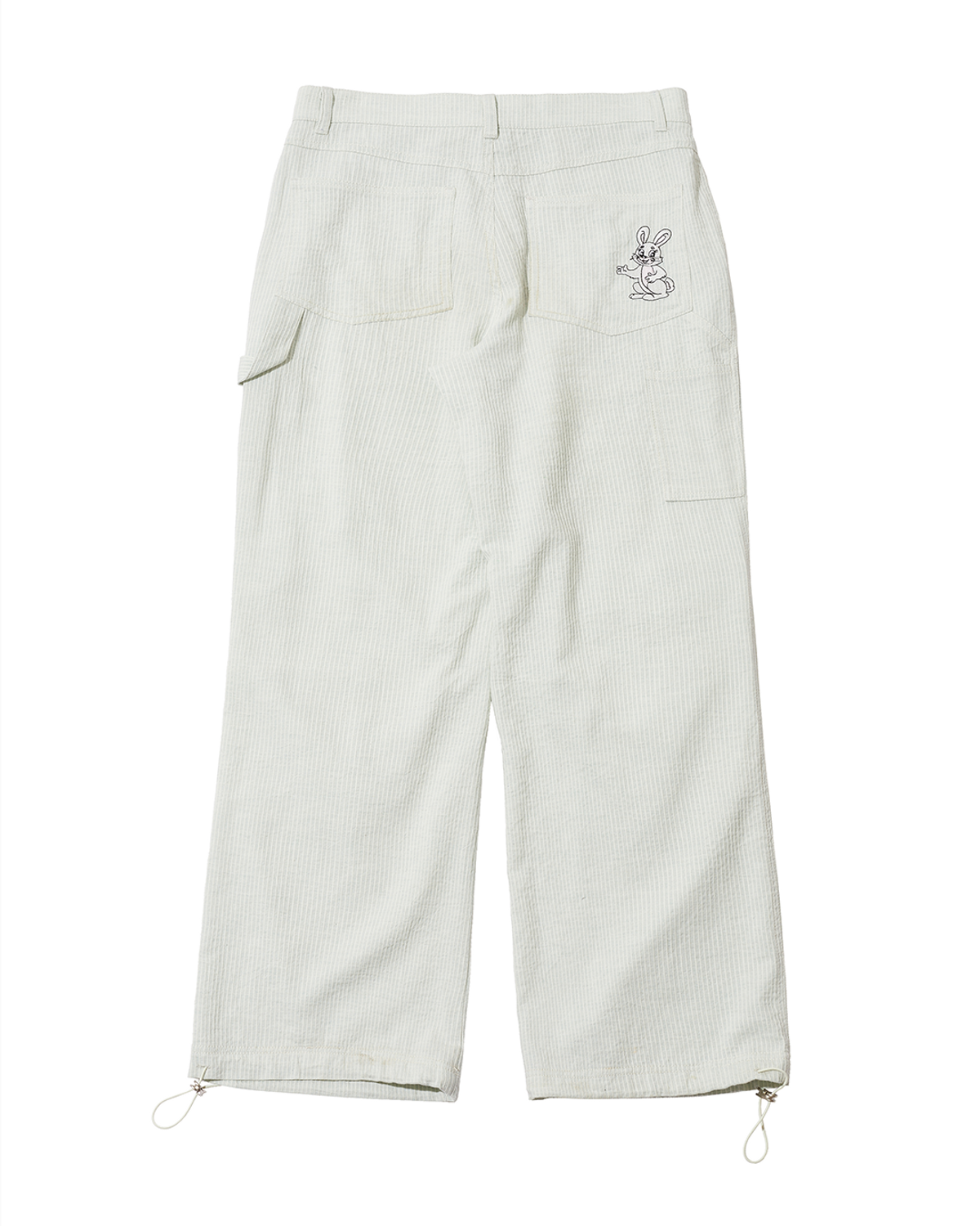 더뮤지엄비지터(THEMUSEUMVISITOR) RABBIT EMBROIDERY STRIPE CARPENTER PANTS (MINT)