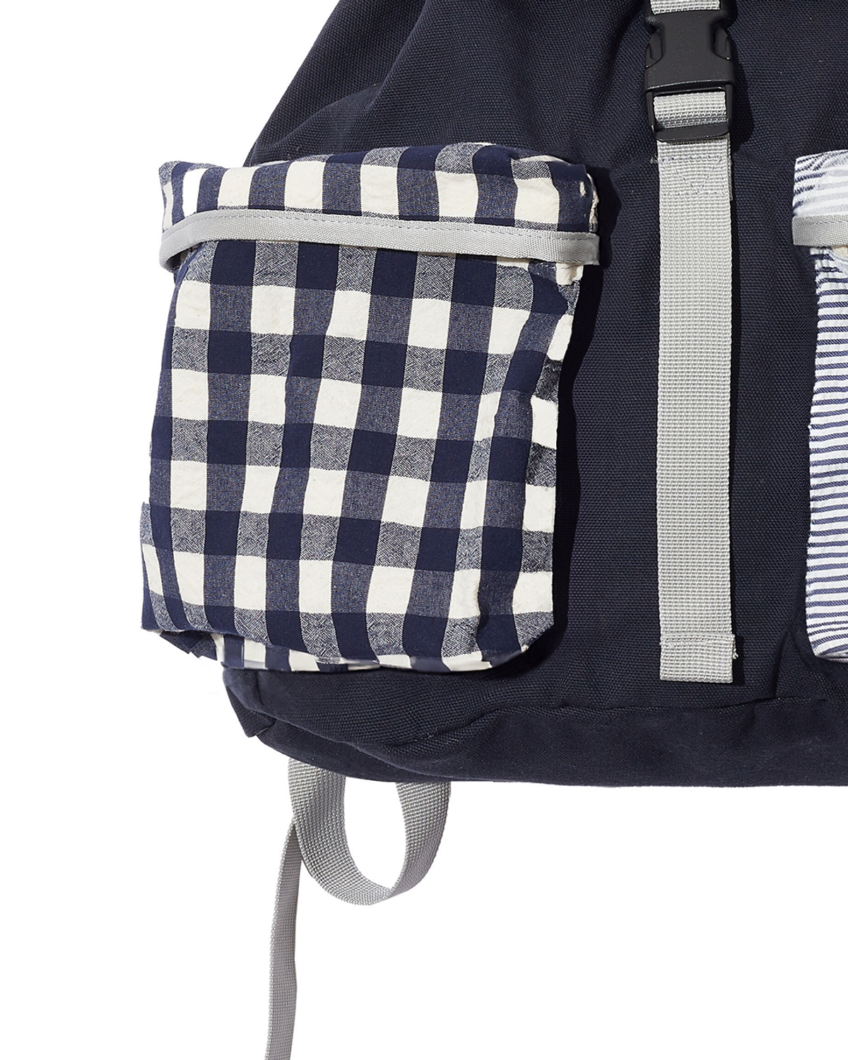 더뮤지엄비지터(THEMUSEUMVISITOR) CHECK MIXED 2 POCKET BACKPACK (NAVY)