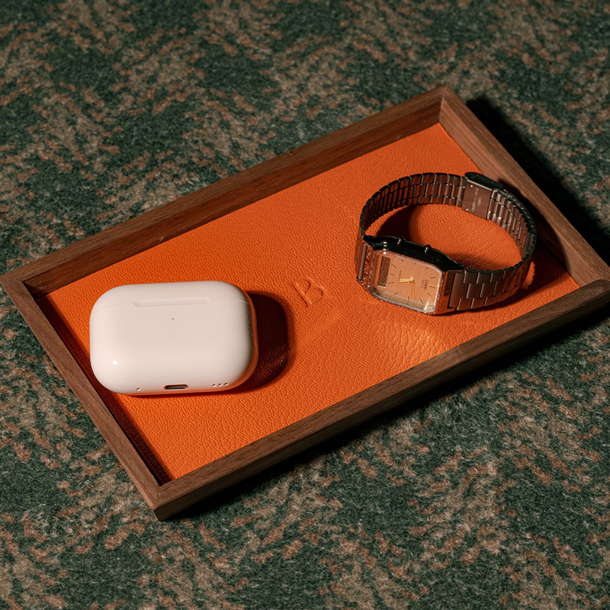 본샹스(BONNE CHANCE) 고트스킨 우드 트레이 미디움 - 오렌지
