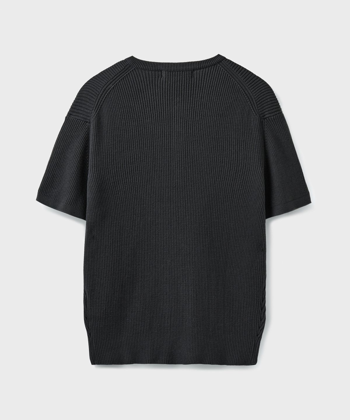 브랜디드(BRANDED) HARD TWIST RIBBED HENLEY NECK HALF KNIT [GRAPHITE]