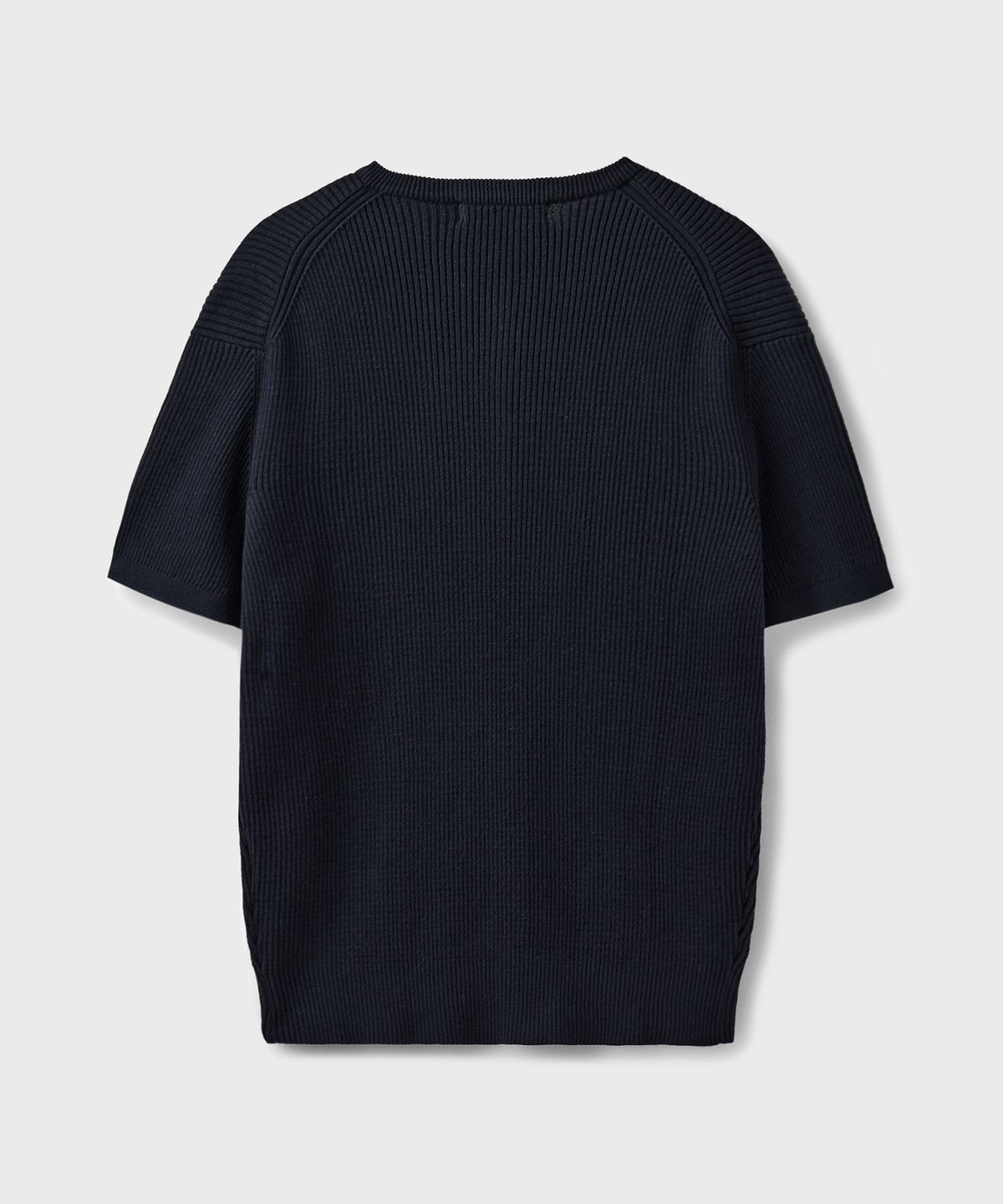 브랜디드(BRANDED) HARD TWIST RIBBED HENLEY NECK HALF KNIT [INK NAVY]