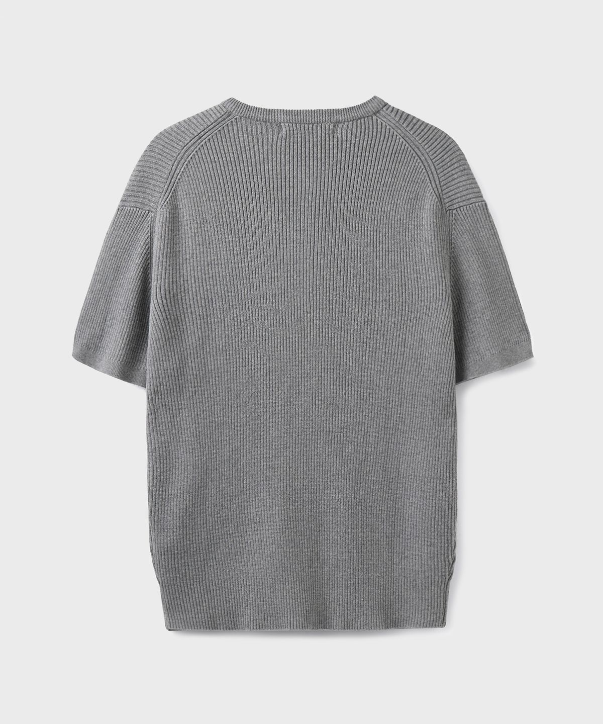브랜디드(BRANDED) HARD TWIST RIBBED HENLEY NECK HALF KNIT [MELANGE GRAY]