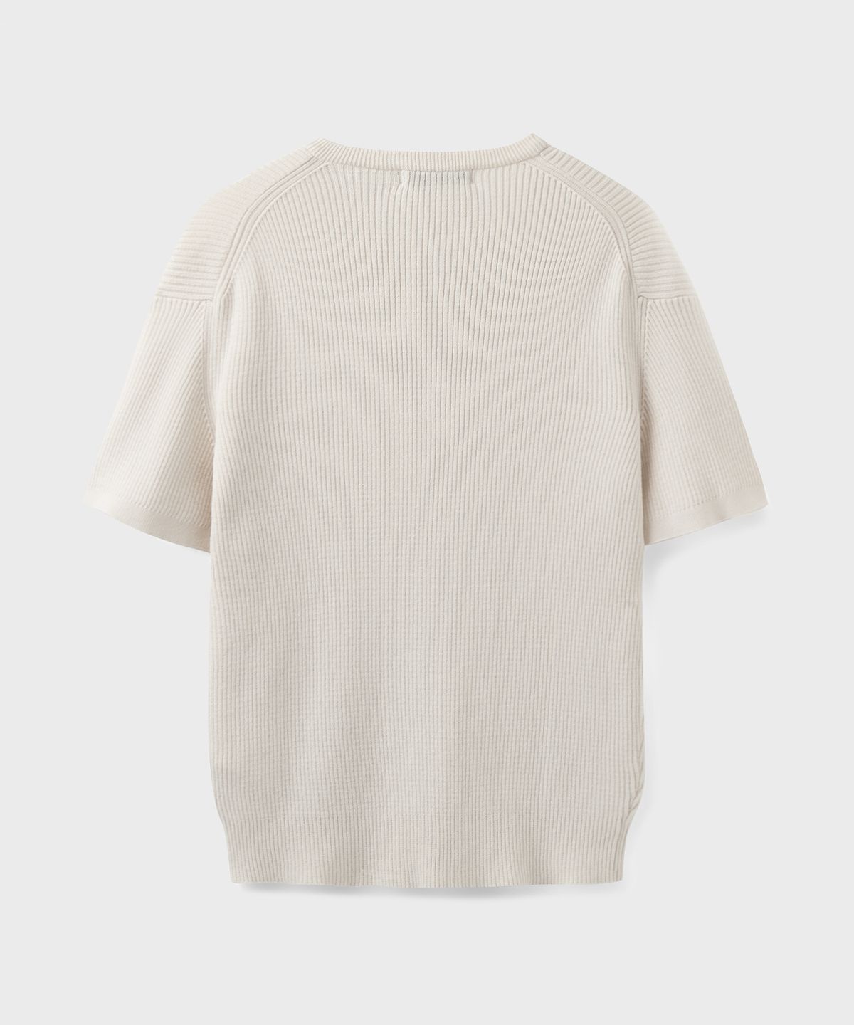 브랜디드(BRANDED) HARD TWIST RIBBED HENLEY NECK HALF KNIT [IVORY]