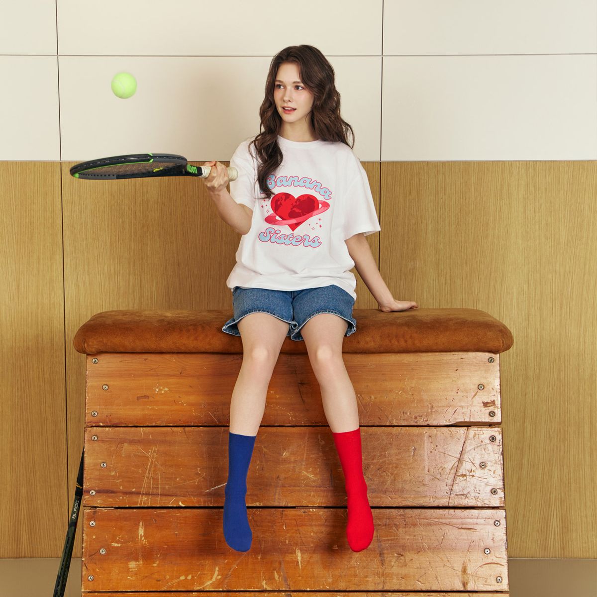 바나나시스터즈(BANANA SISTERS) [2PACK] 클로이 백 로고 포인트 골지 삭스 5color
