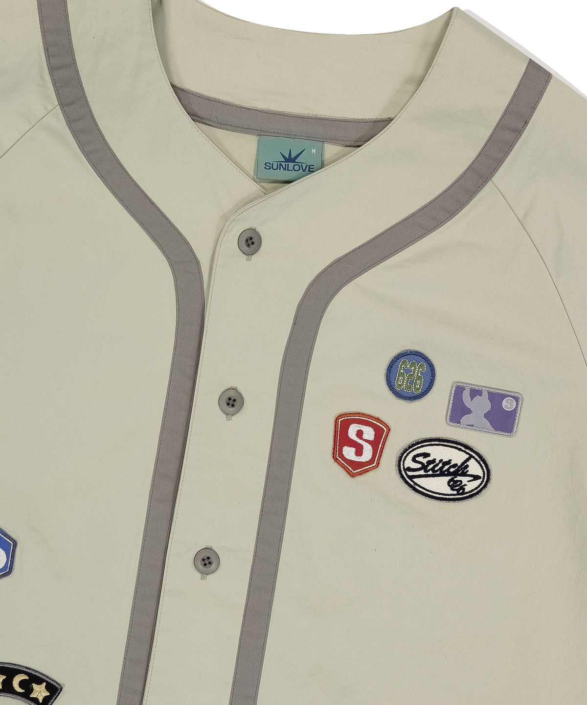 썬러브투어(SUNLOVETOUR) [STITCH] Wappen Baseball Shirt Beige