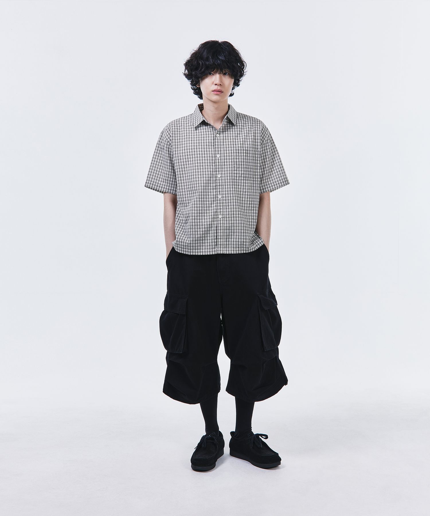 [SIGNATURE] Crop Check Half Shirt /追跡付 MUSINSA公式 | SIGNATURE Crop Check Half Shirt [White]
