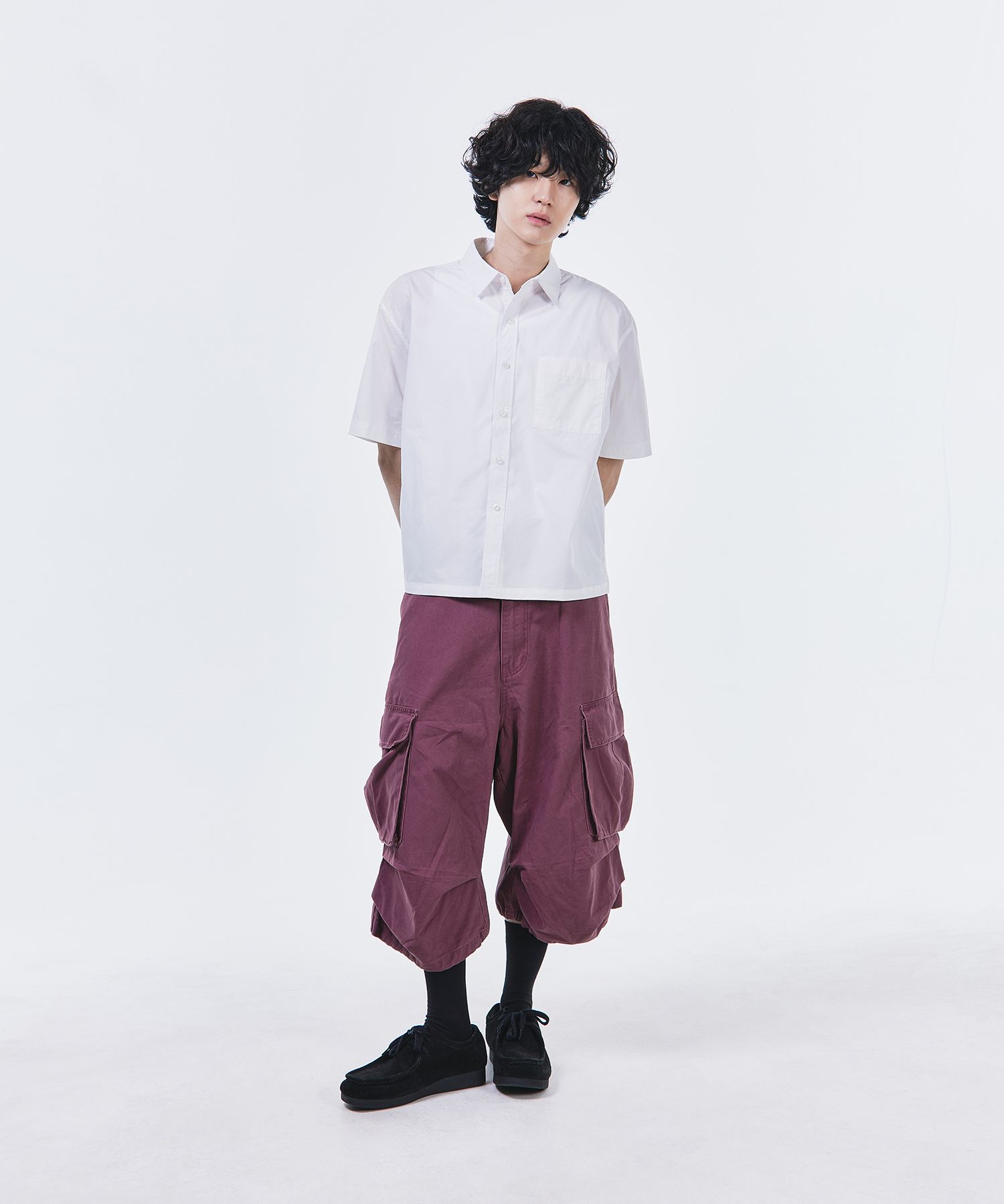 [SIGNATURE] Oxford cropped half shirt /追跡付 MUSINSA | SIGNATURE Oxford crop half shirt [blue]