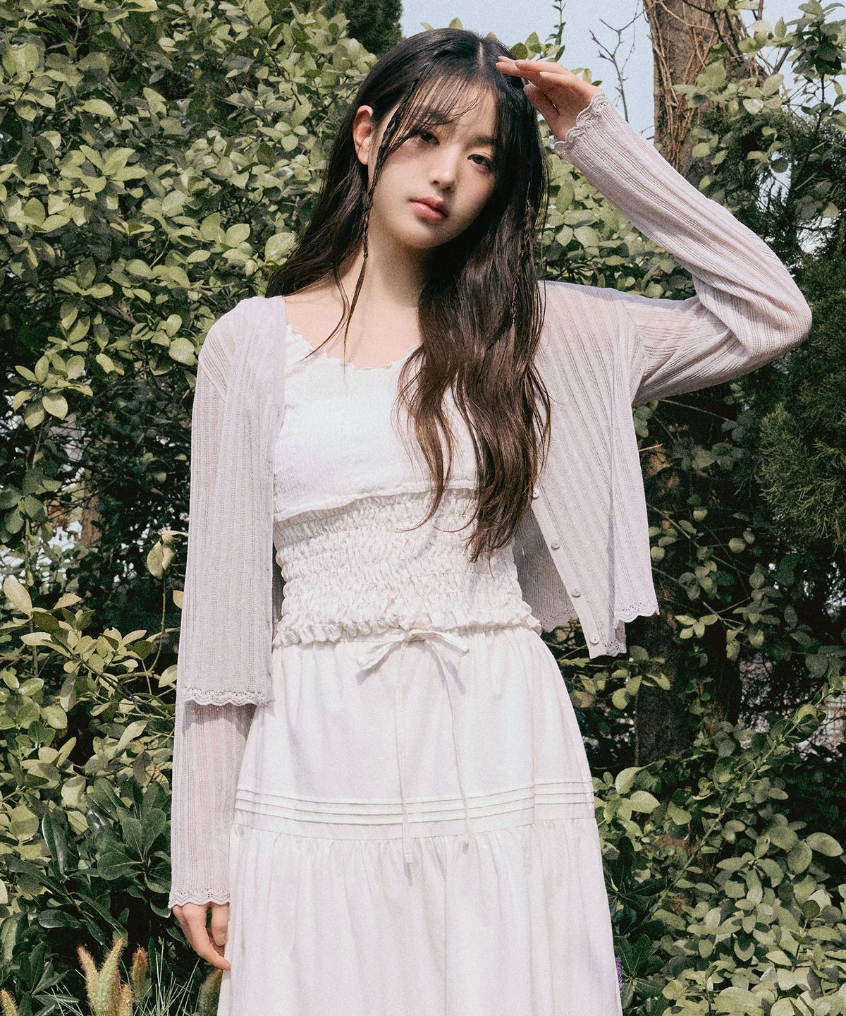 로라로라(ROLAROLA) LACE DETAIL CARDIGAN LIGHT GRAY