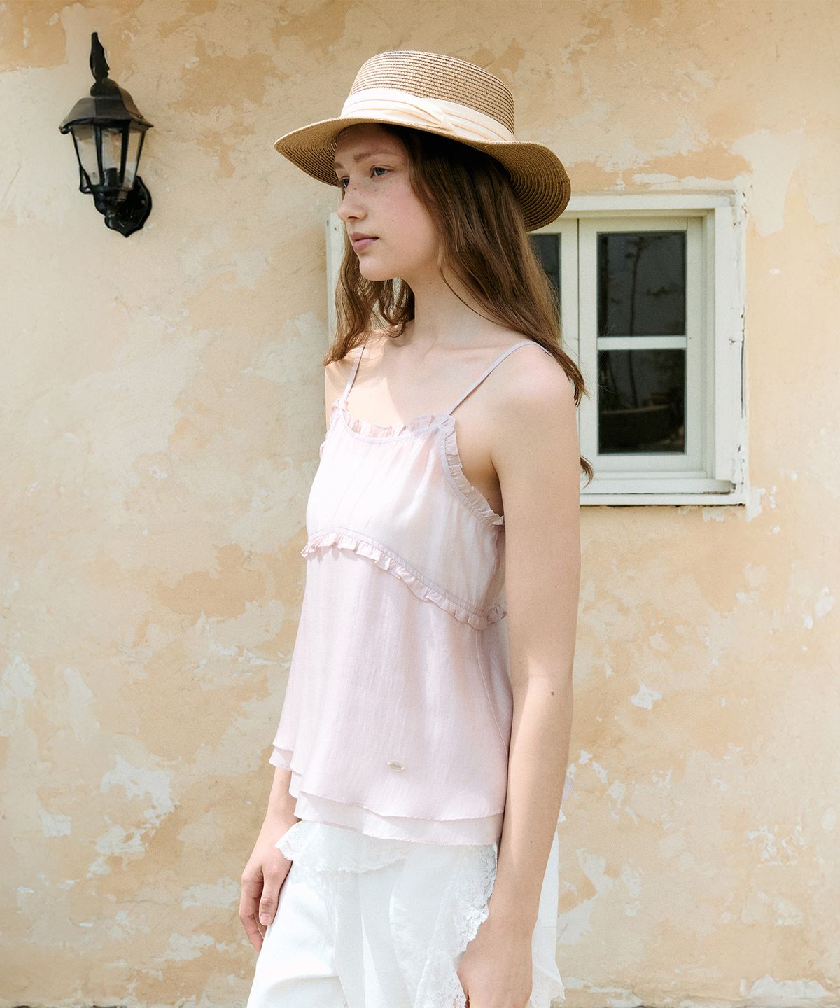 로라로라(ROLAROLA) FRILL FLARE SLEEVELESS PINK