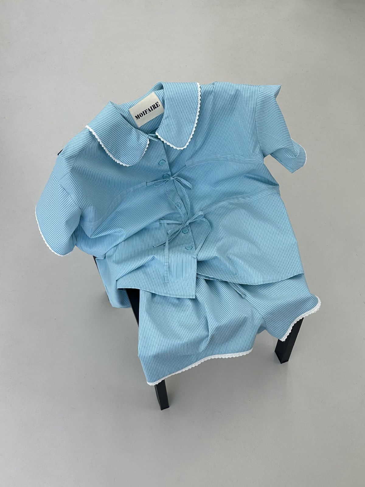 모이페어(MOIFAIRE) ROMANTIC RIBBON PAJAMA SET / SKYBLUE