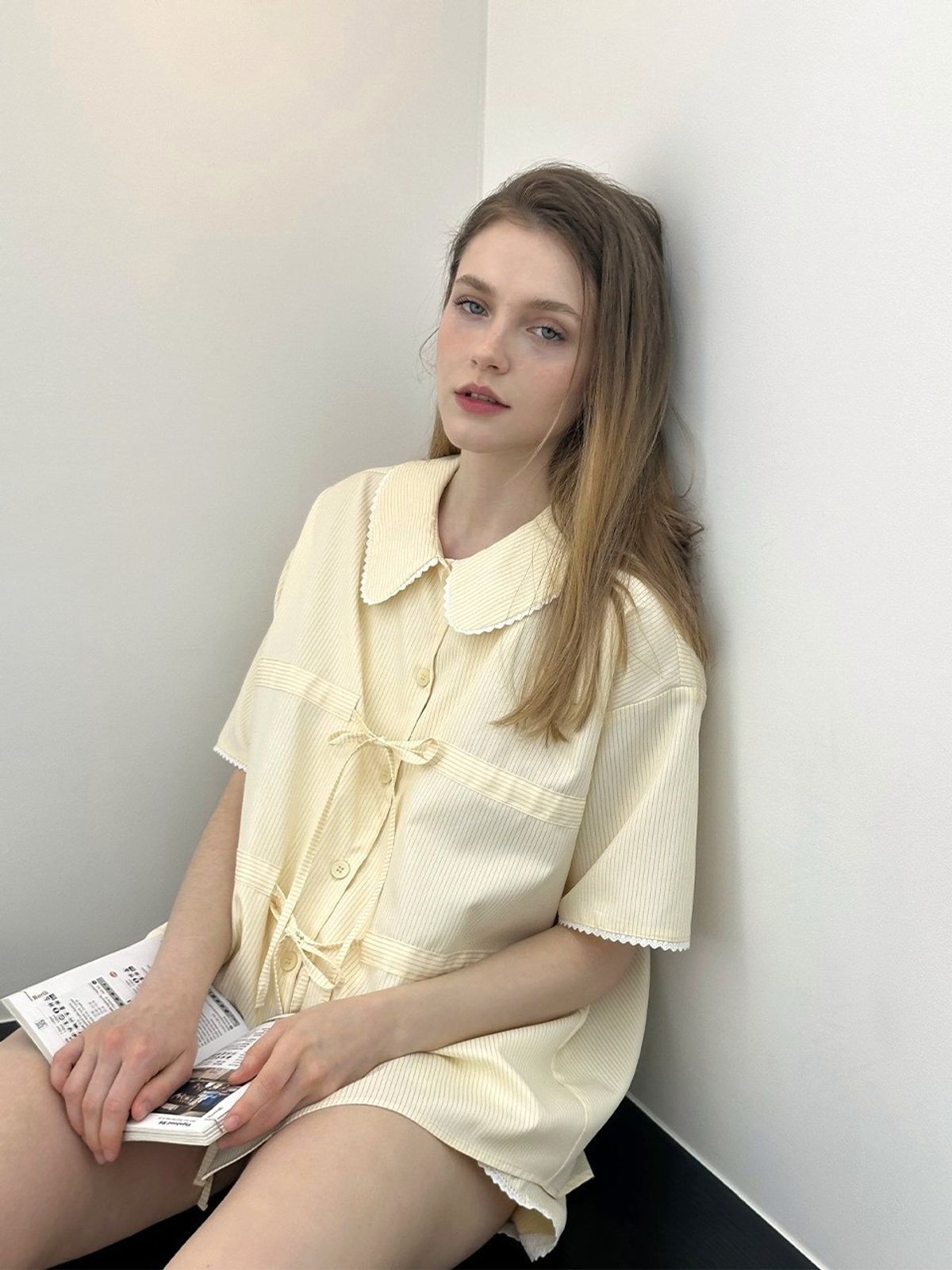 모이페어(MOIFAIRE) ROMANTIC RIBBON PAJAMA SET / BUTTER