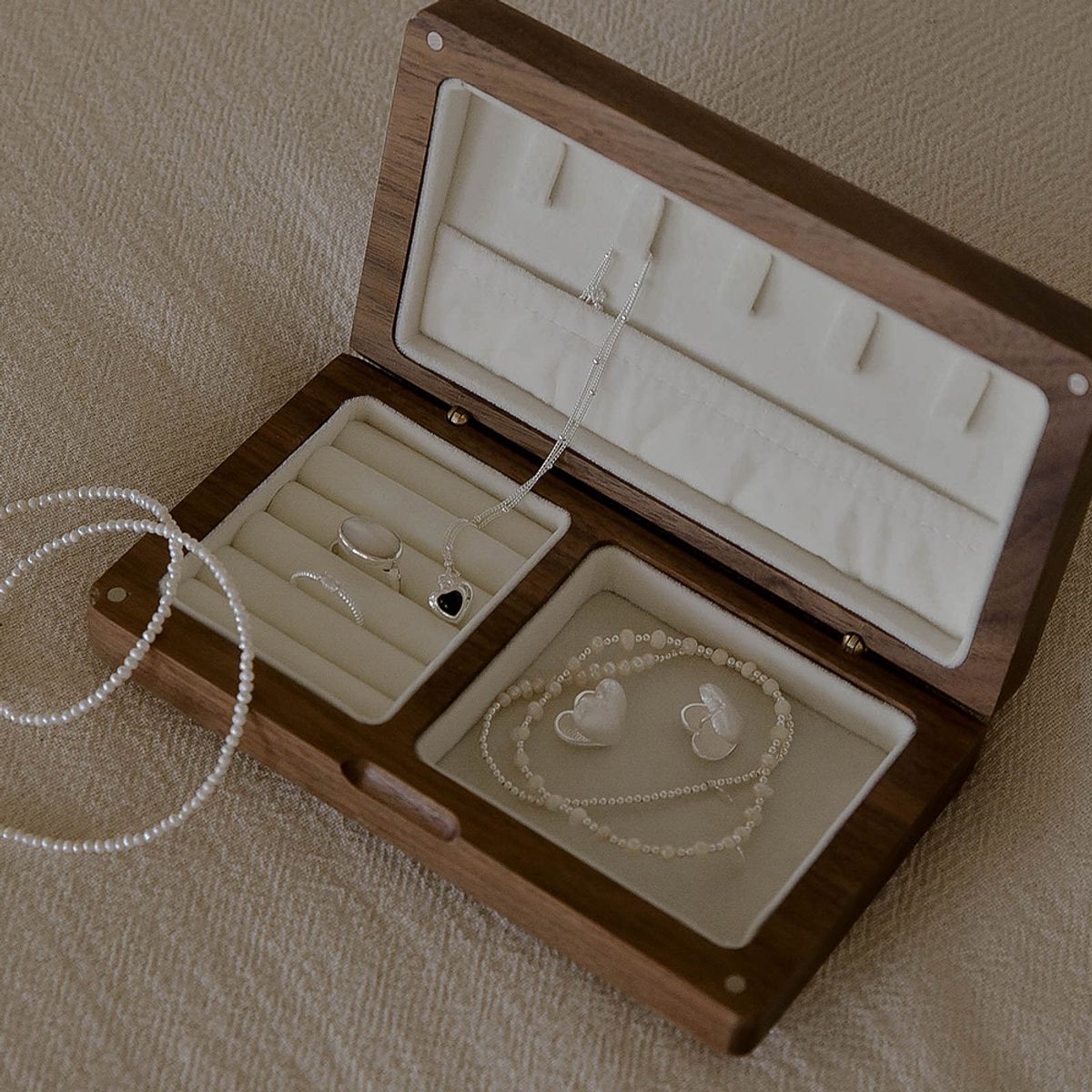 레트로핑거(RETROFINGER) 월넛 컴팩트 주얼리 보석함 #Compact wood jewerly box