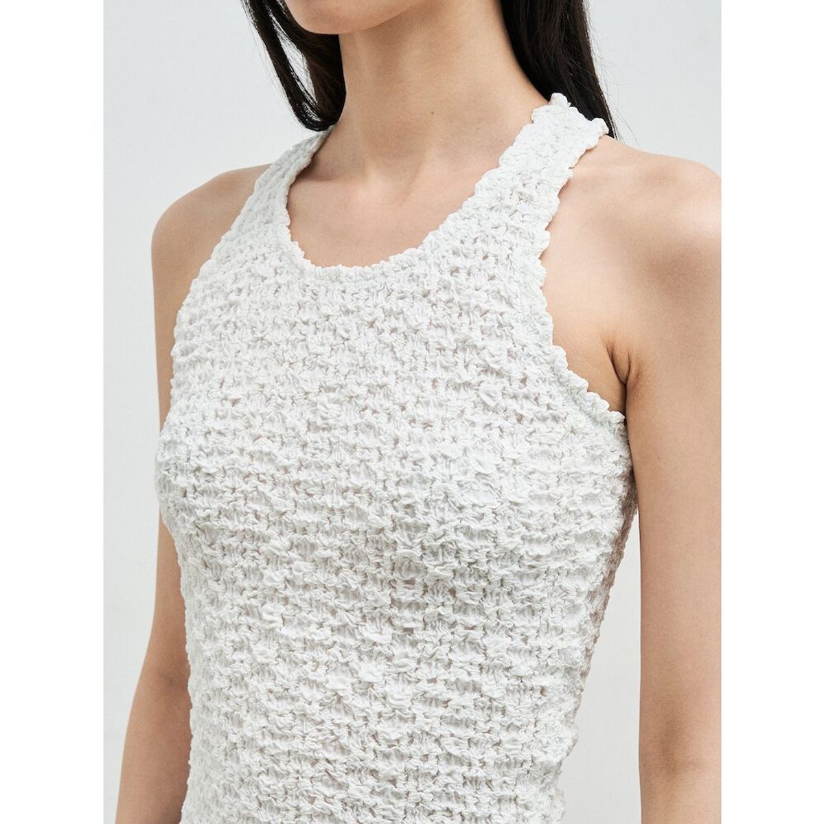 앙개(ANGGAE) Textured Tank Top  White