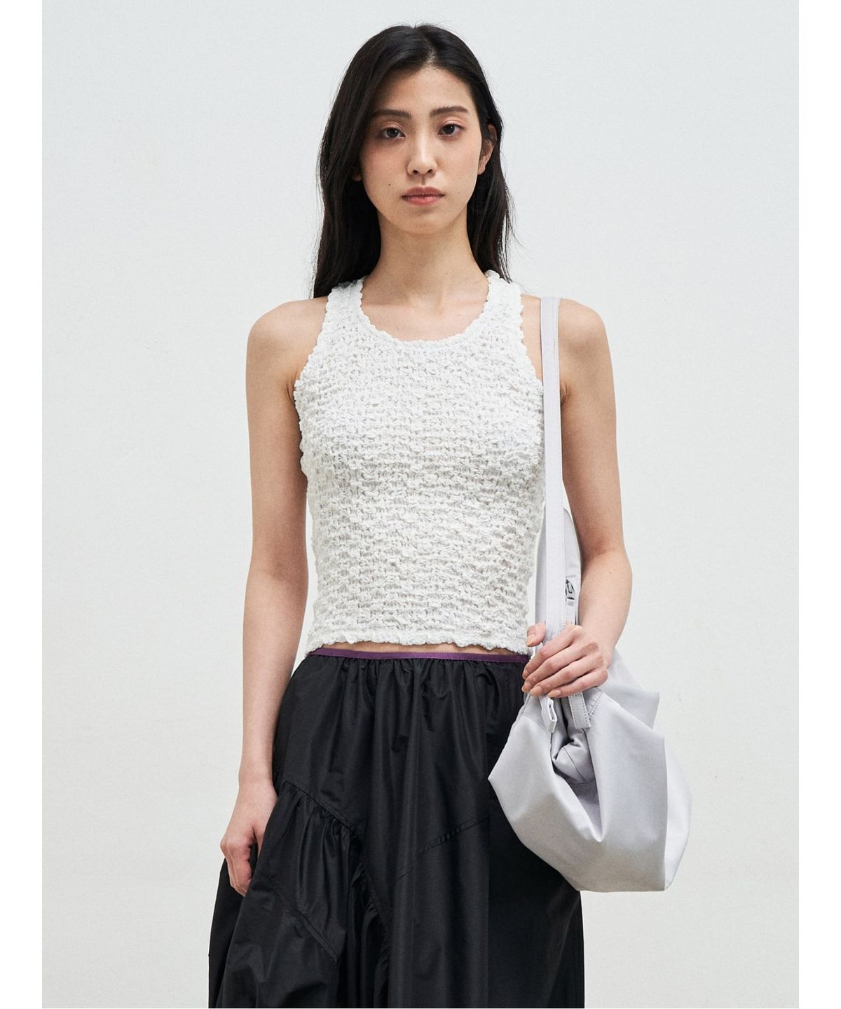 앙개(ANGGAE) Textured Tank Top  White