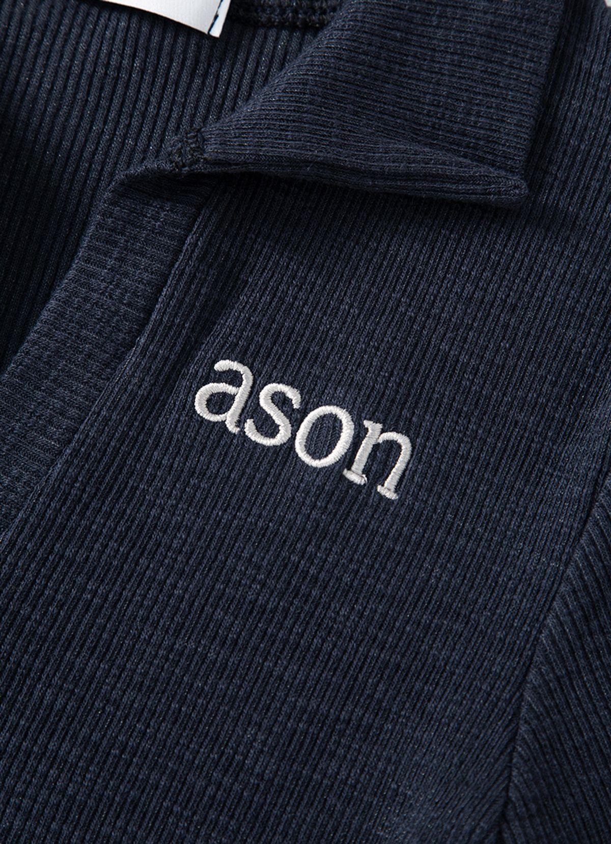 애즈온(ASON) HALF IVY COLLAR TEE / NAVY