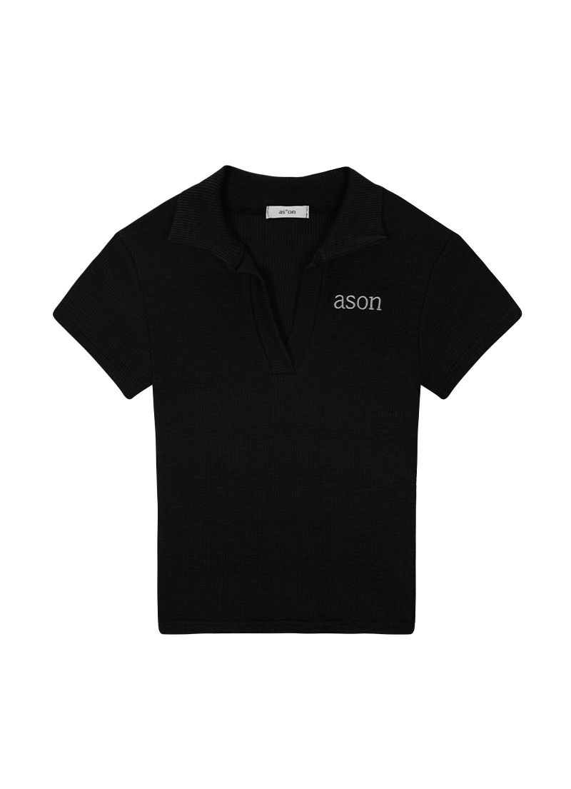 ★as''on★HALF IVY COLLAR TEE / NAVY★正規品/韓国送料込 MUSINSA公式 | ASON HALF IVY COLLAR TEE / NAVY