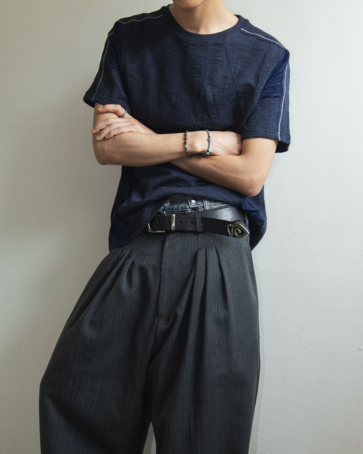카락터(KARACTOR) Herringbone pleat pants / Charcoal