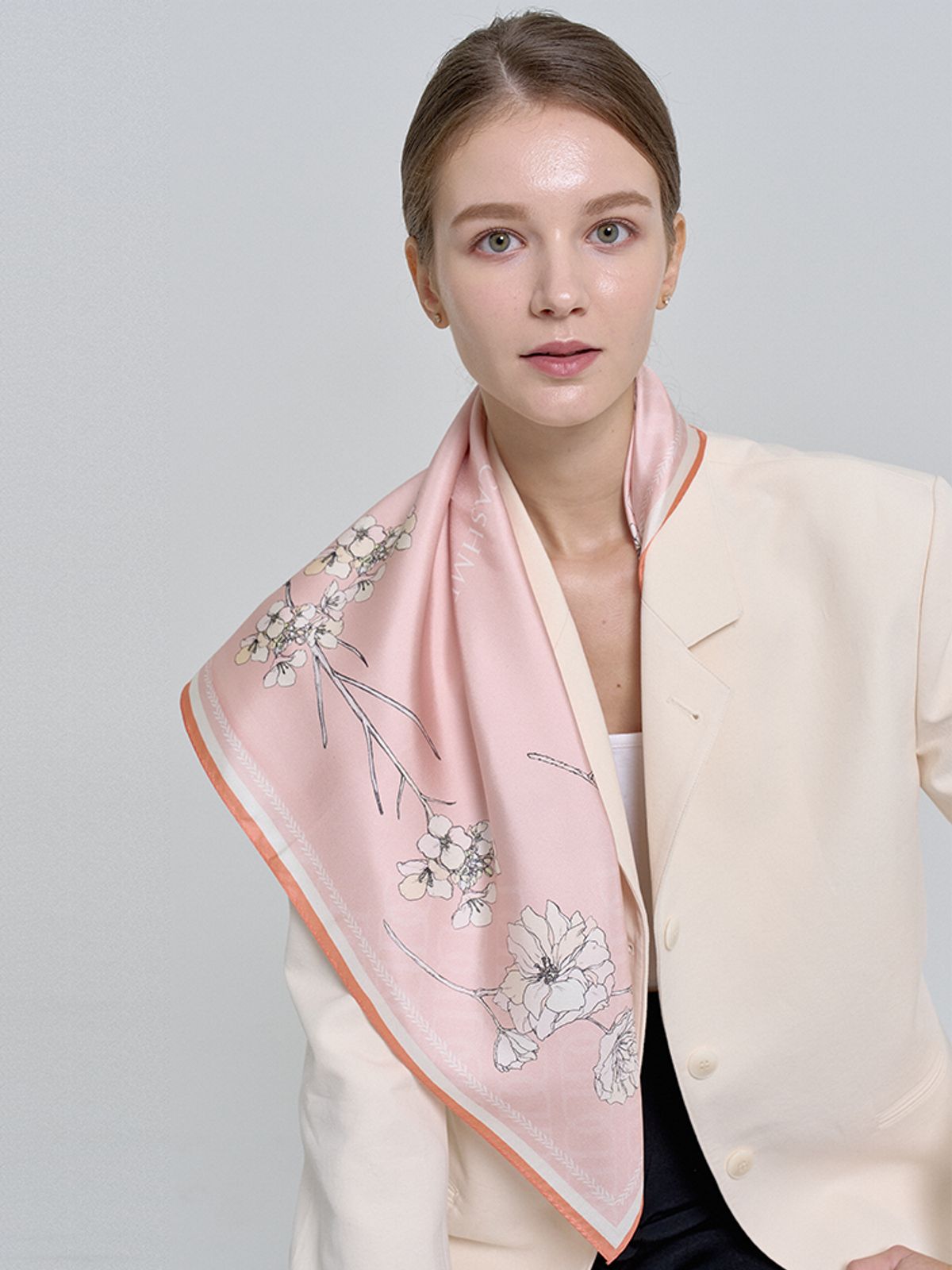 달(DAL) 블로썸 실크 스카프 스퀘어 65 핑크