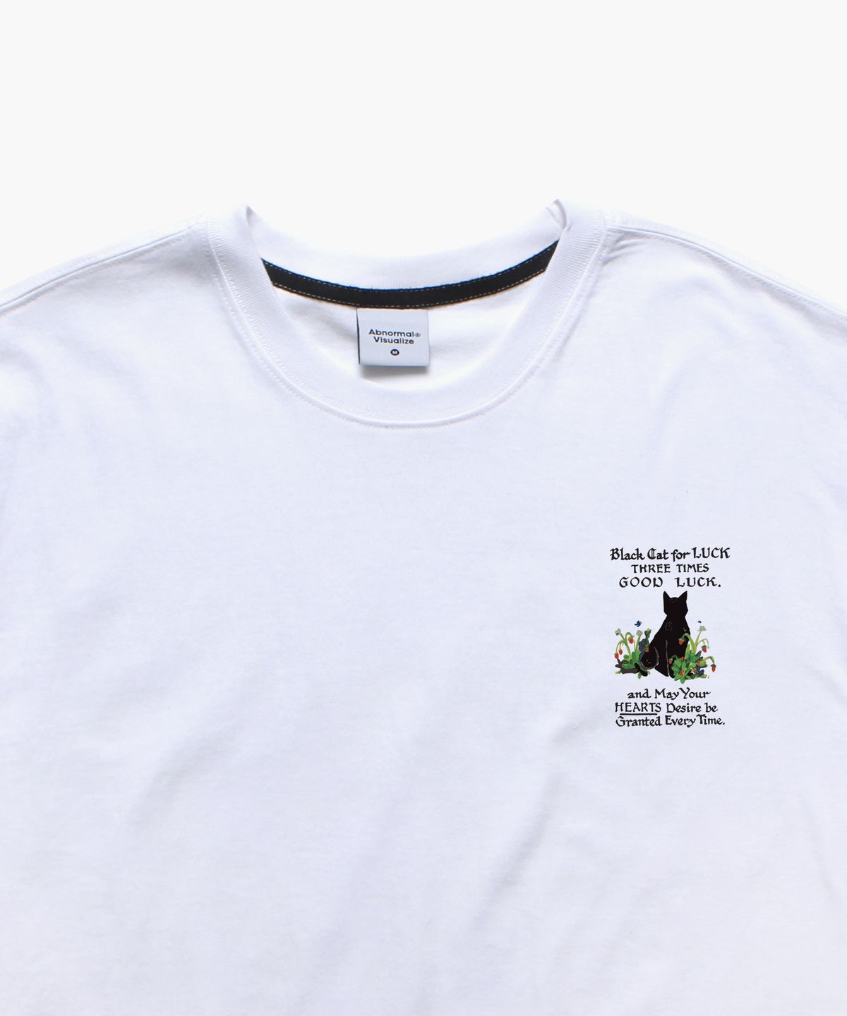앱놀머씽(ABNORMALTHING) 블랙캣 오버핏 티셔츠 화이트 (BLACK CAT T-SHIRT WHITE)
